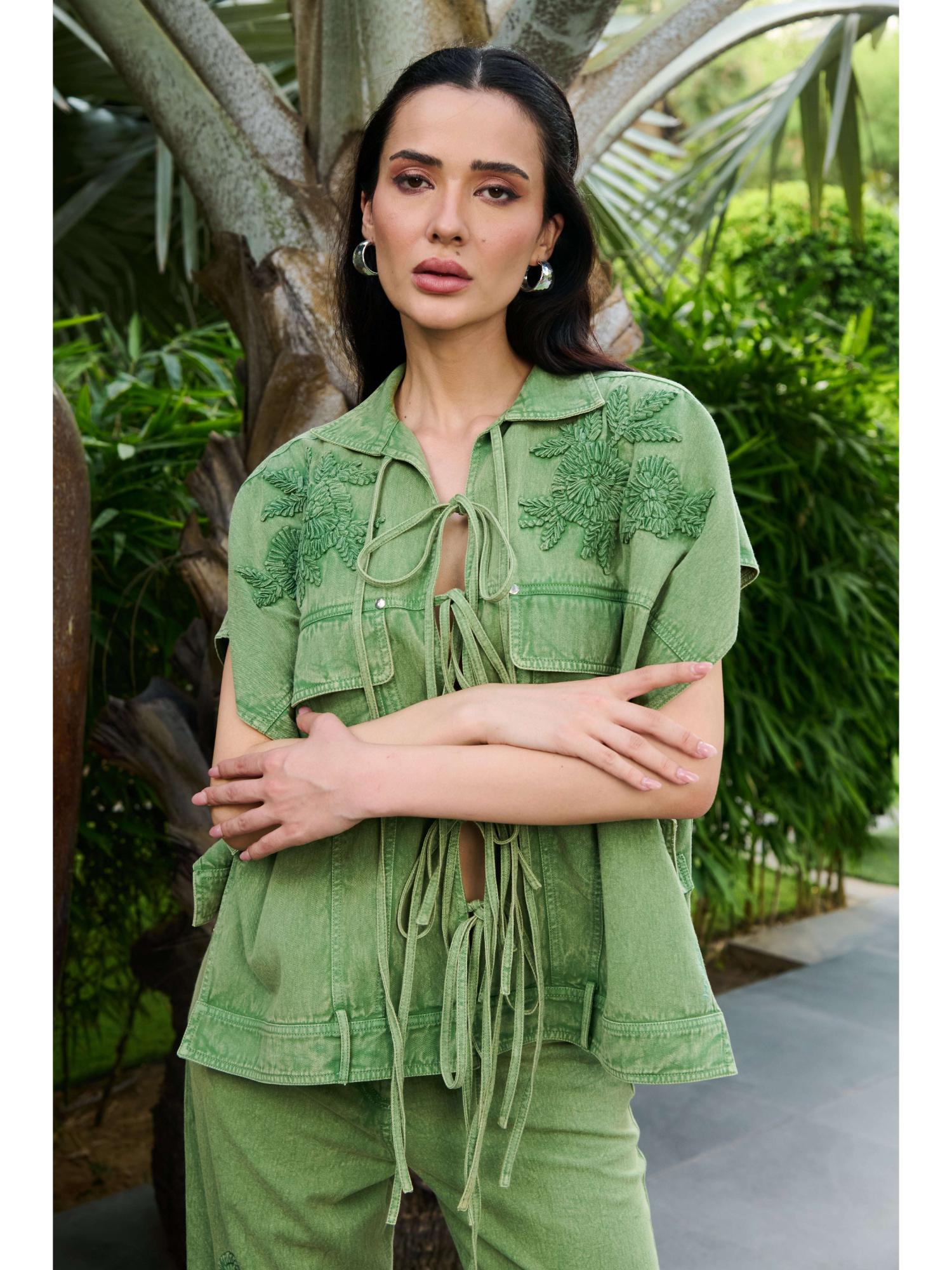 Yaeko Denim Green Top with Pant