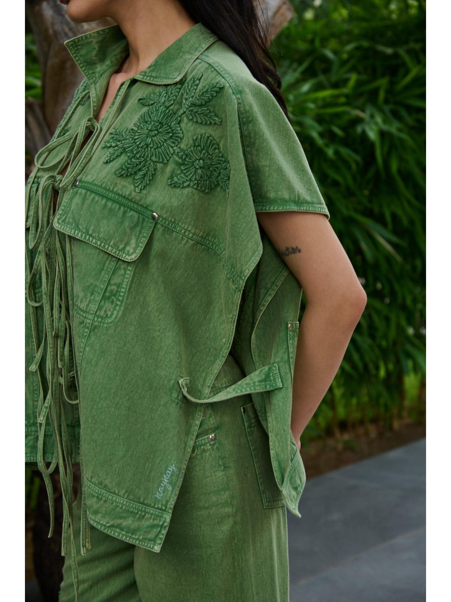 Yaeko Denim Green Top with Pant