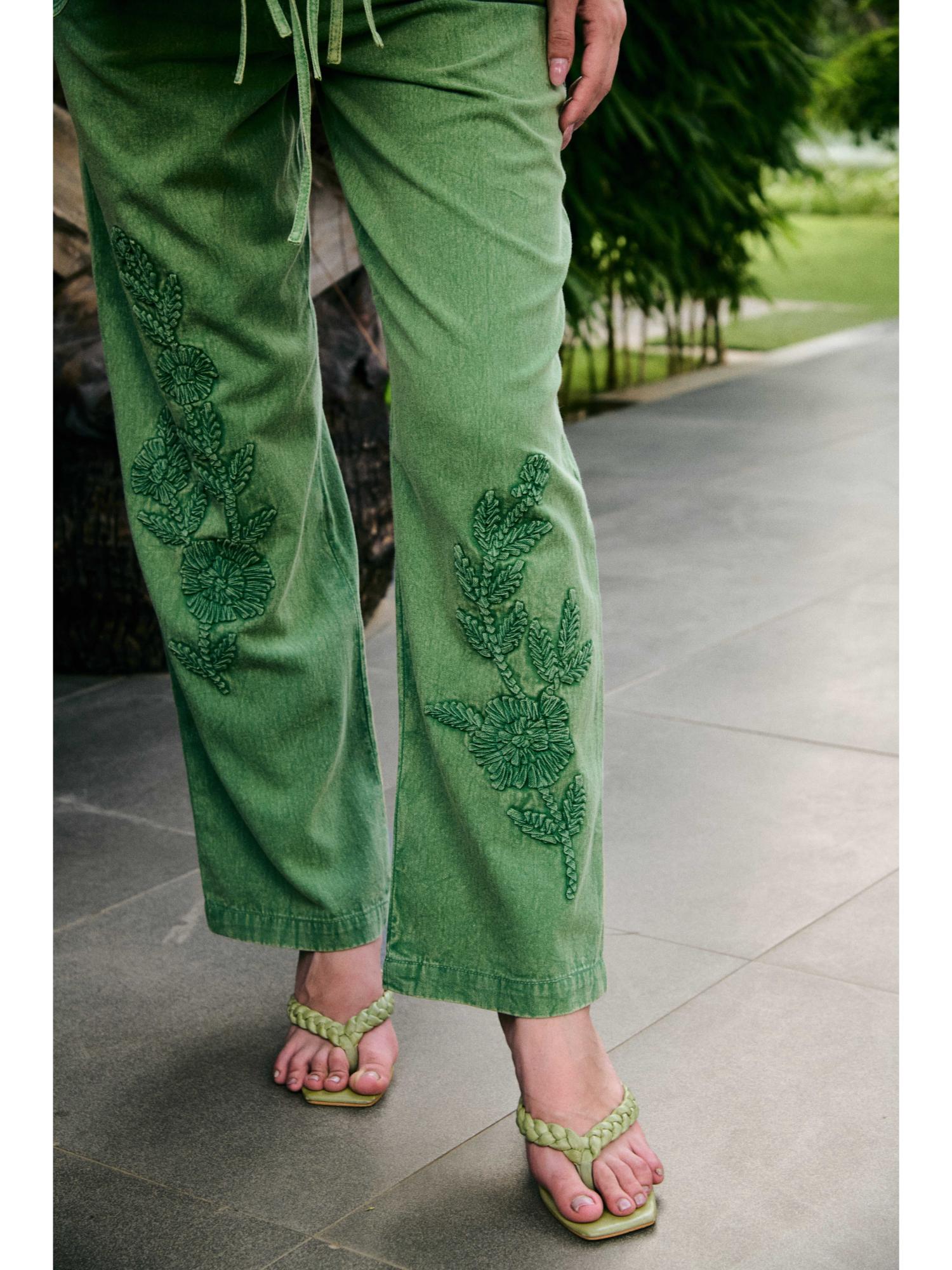 Yaeko Denim Green Top with Pant