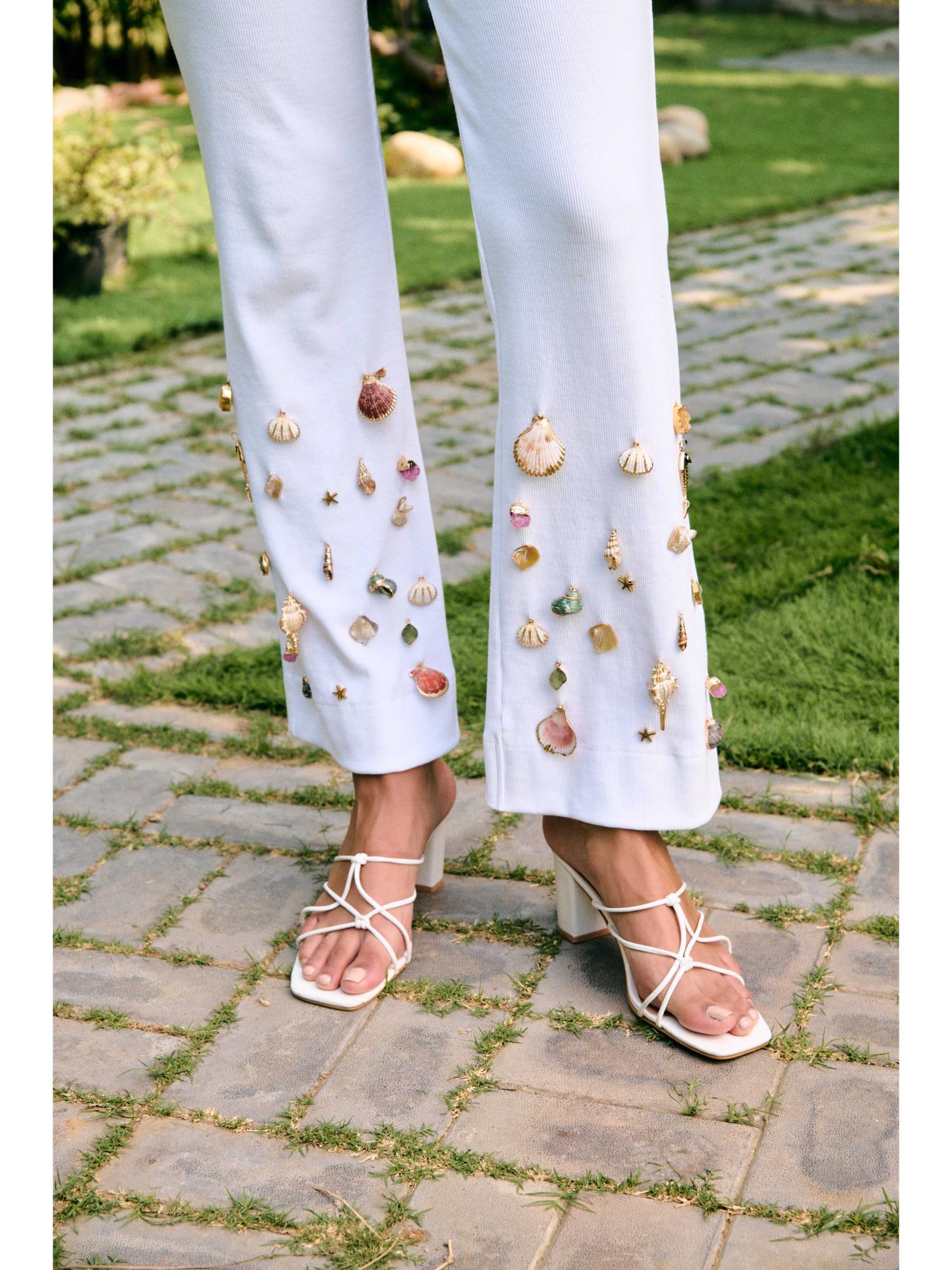 Odessa White Embellished Trouser