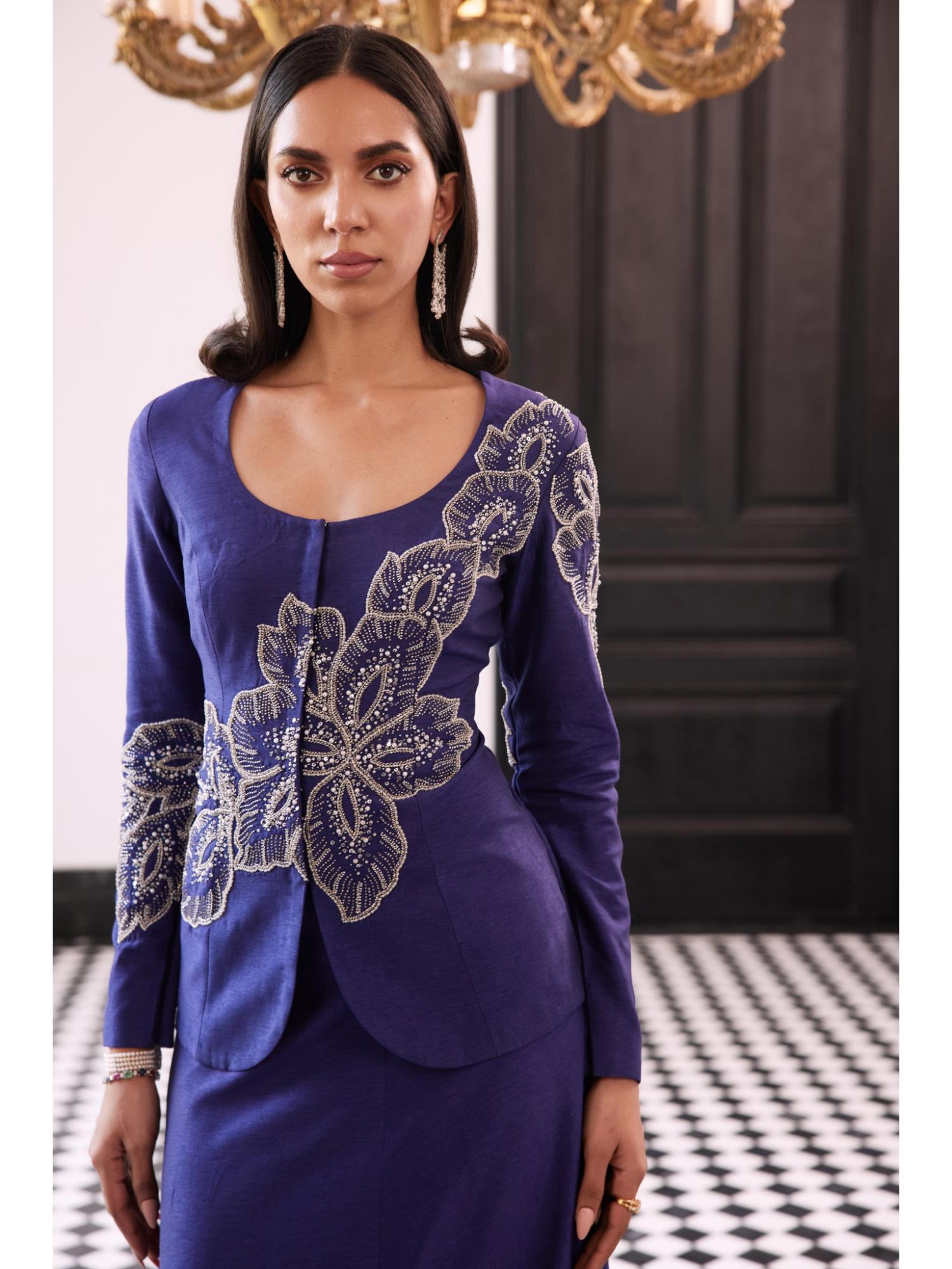 Fernanda Purple Embroidered Skirt and Top