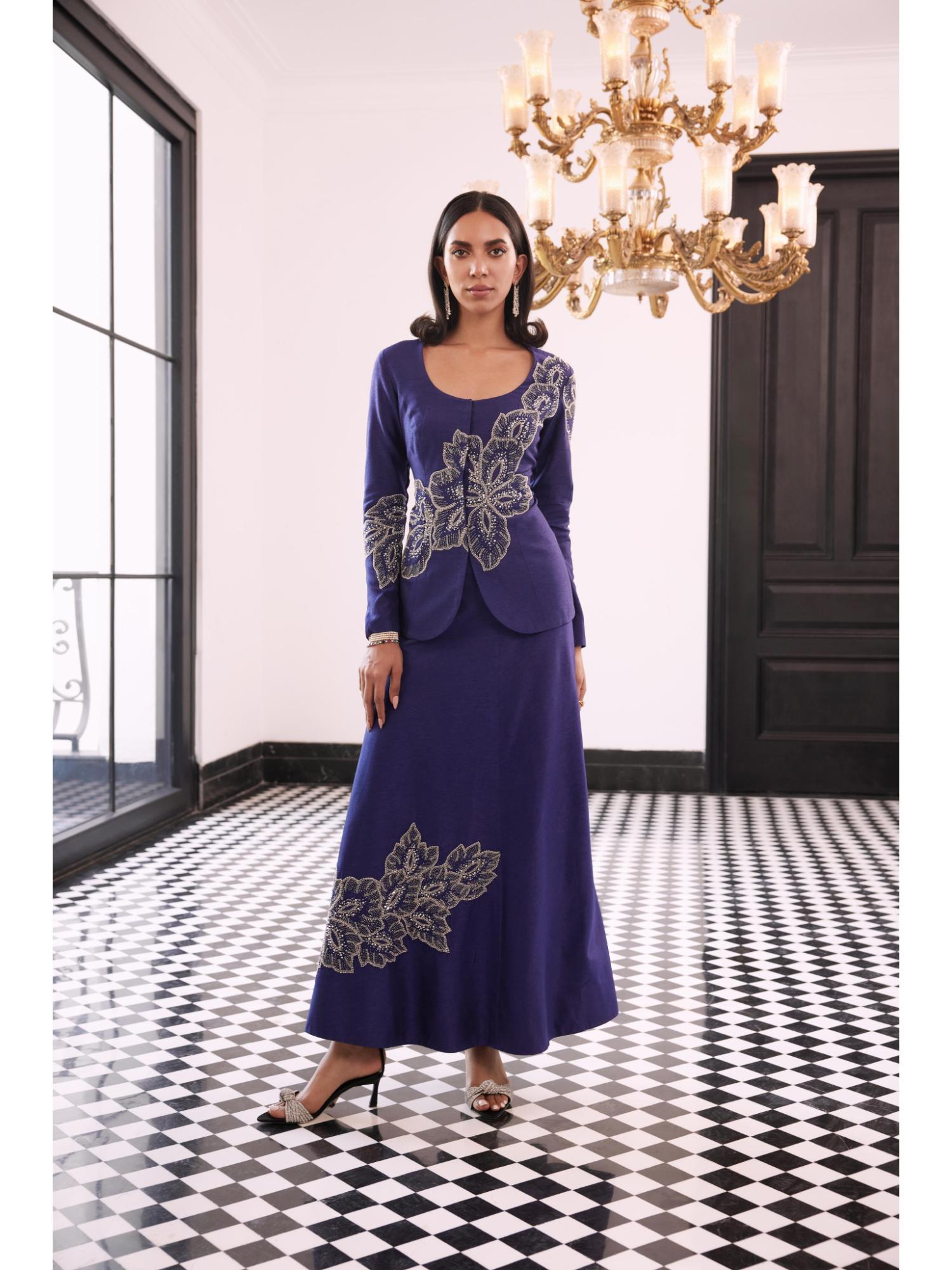 Fernanda Purple Embroidered Skirt and Top