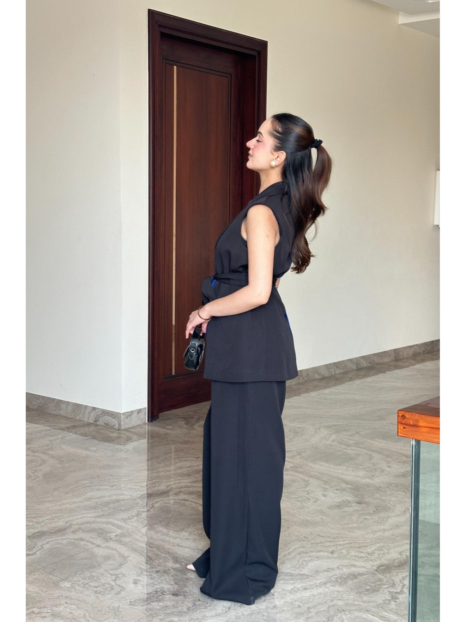 Colour Block Black Blazer and Pant