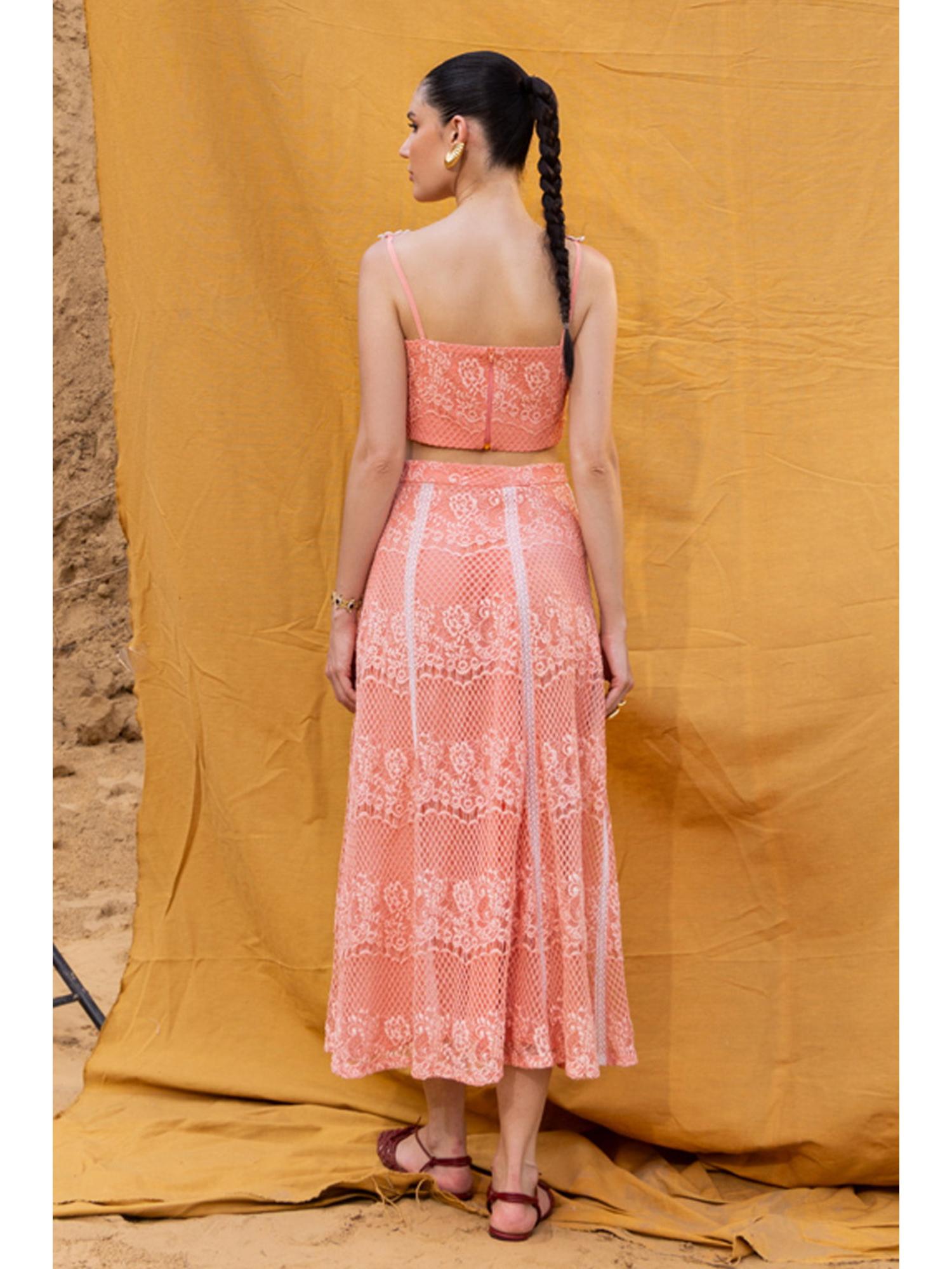 Brooke Pink Lace Top and Skirt