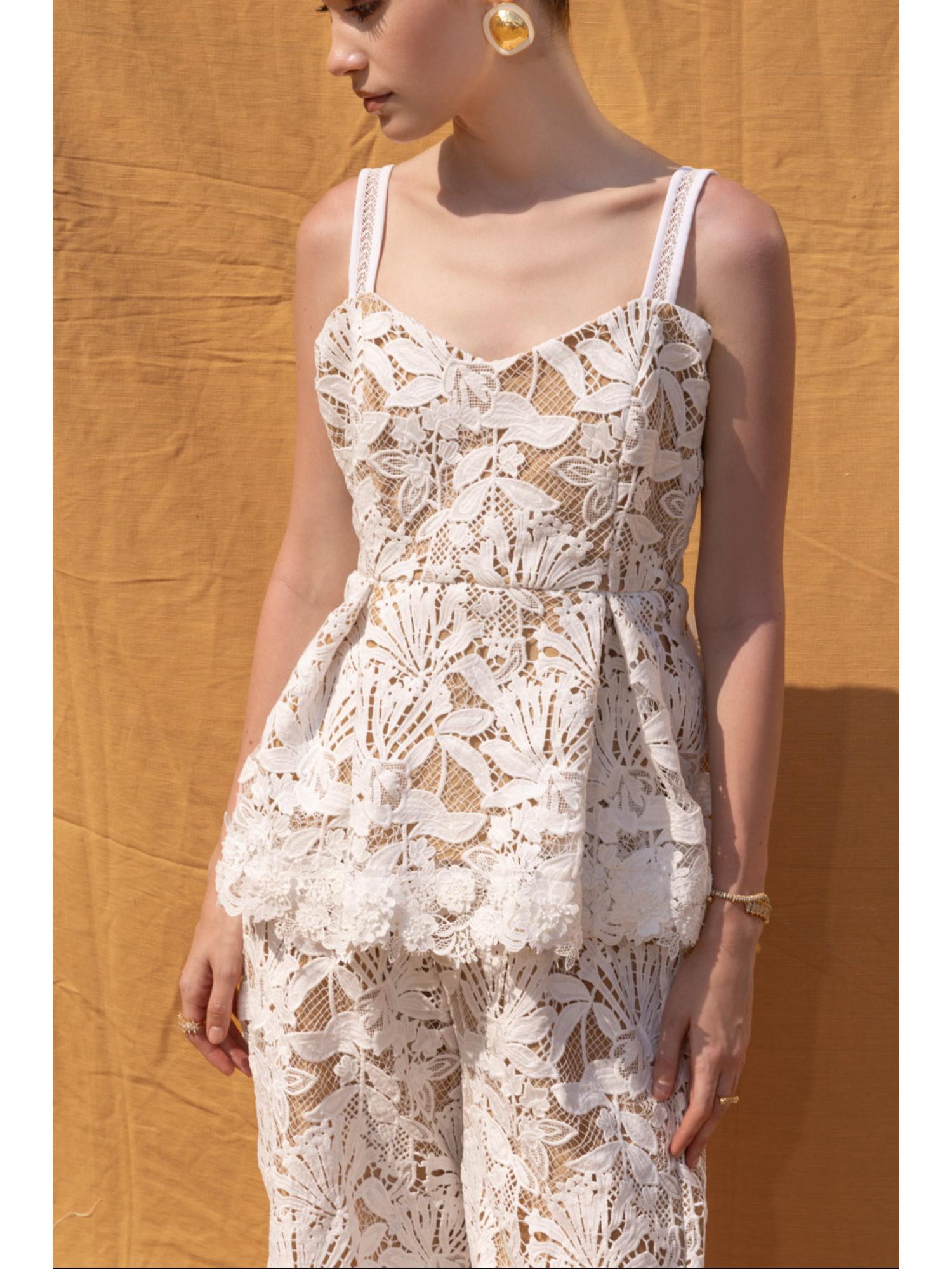 Dove White Lace Top and Pant