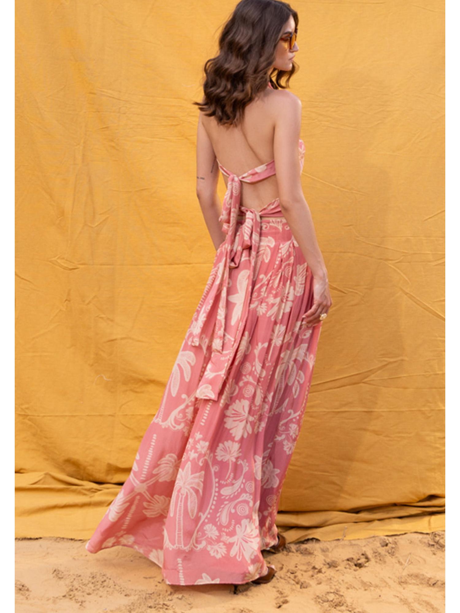 Jasmine Pink Printed Top and Skirt
