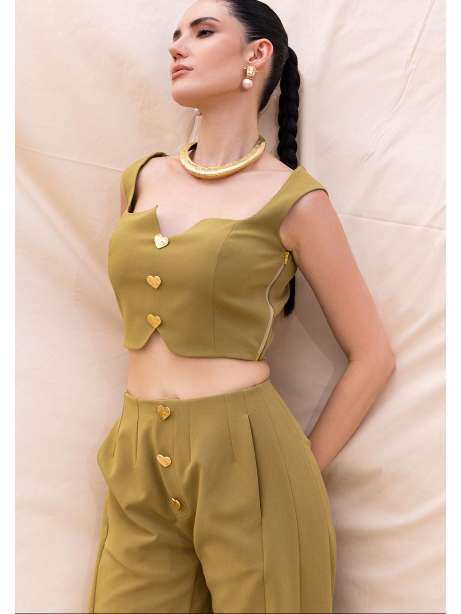 Olive Crop Top and Pant