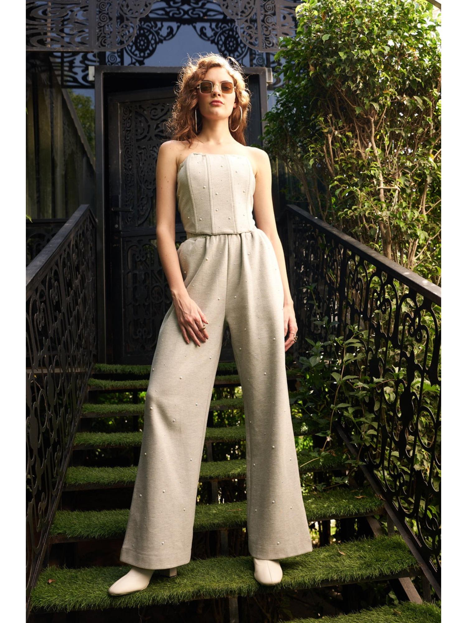 Amelia Cream Embellished Top and Pant