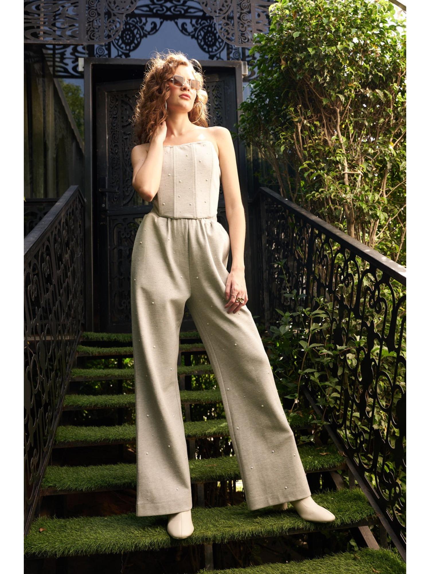 Amelia Cream Embellished Top and Pant