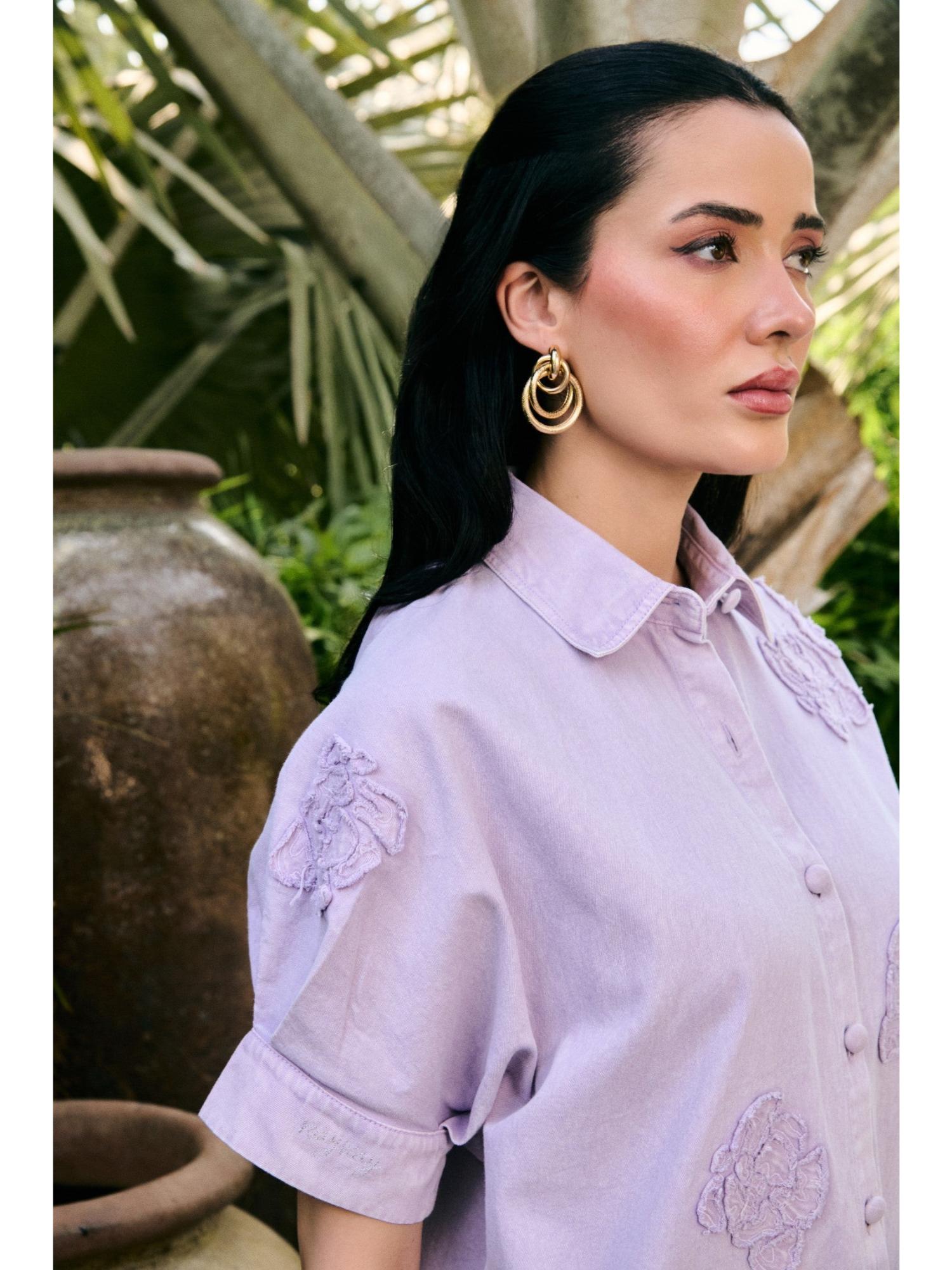 Blayze Lavender Embroidered Shirt with Pant