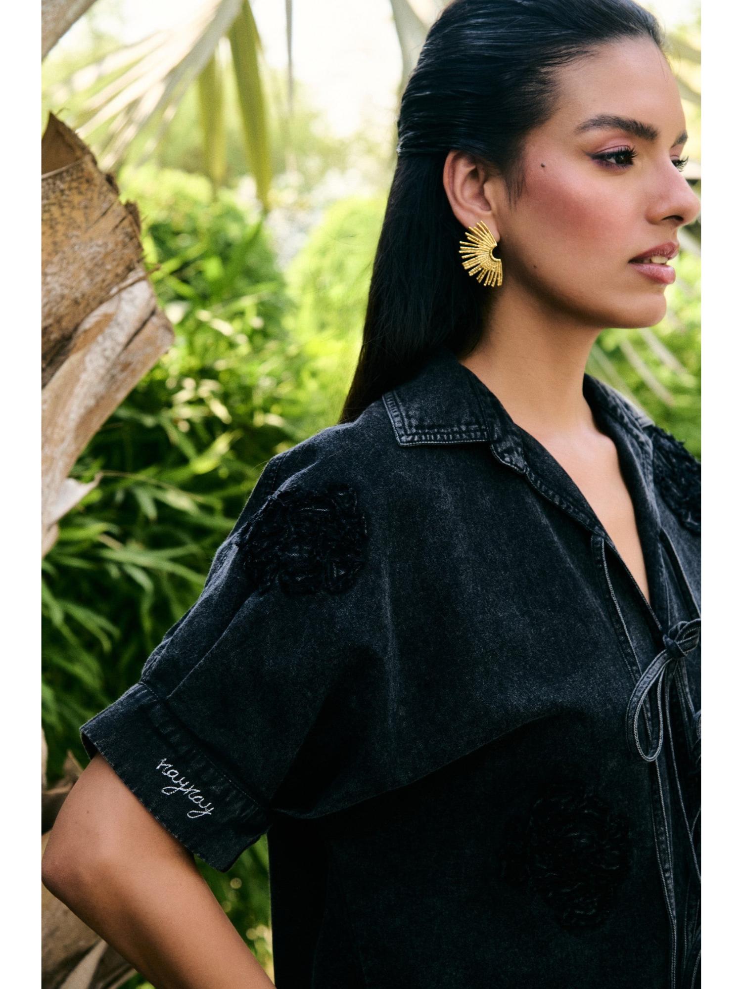 Ciri Black Floral Thread Work Shirt and Pant