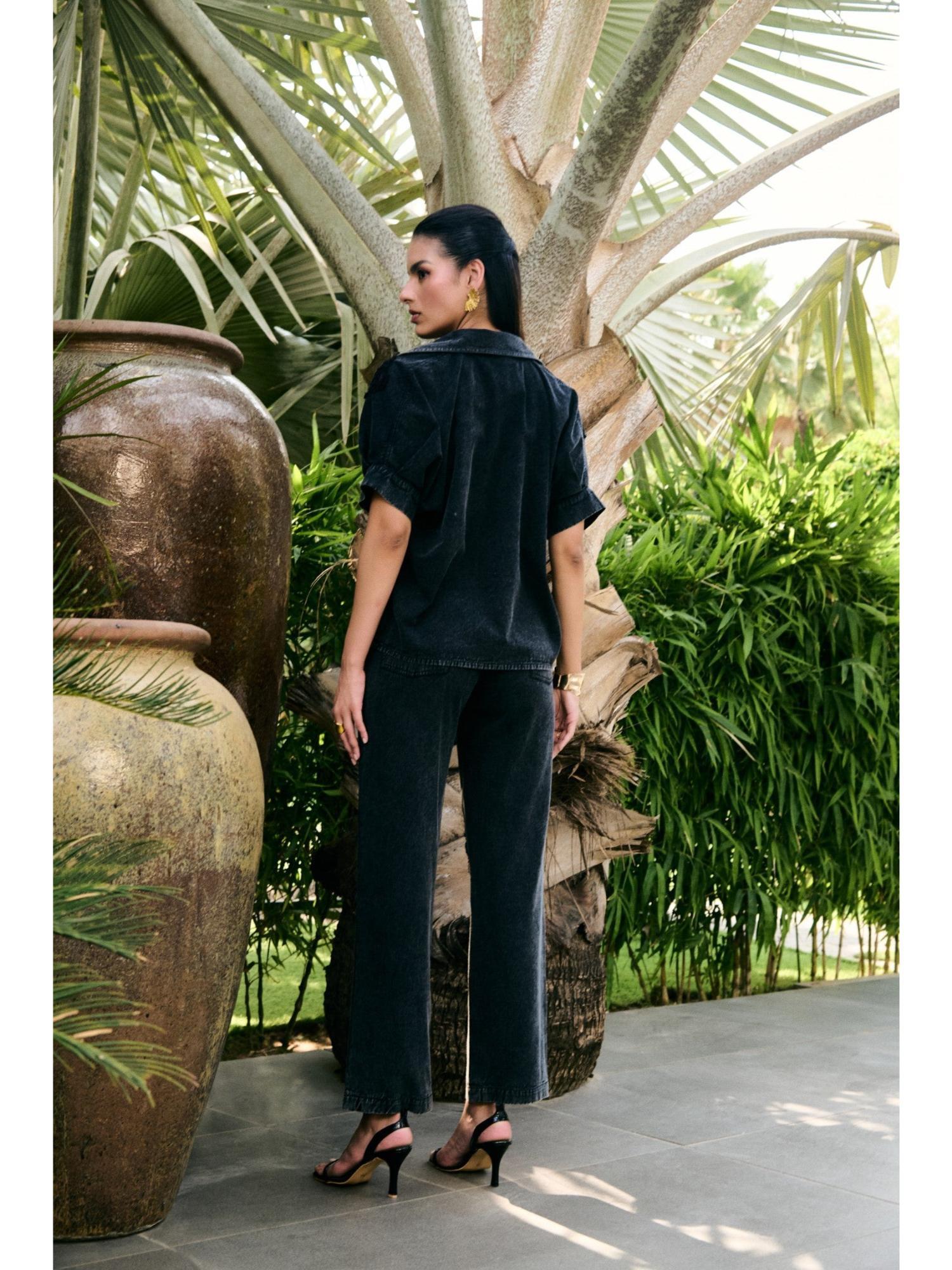 Ciri Black Floral Thread Work Shirt and Pant