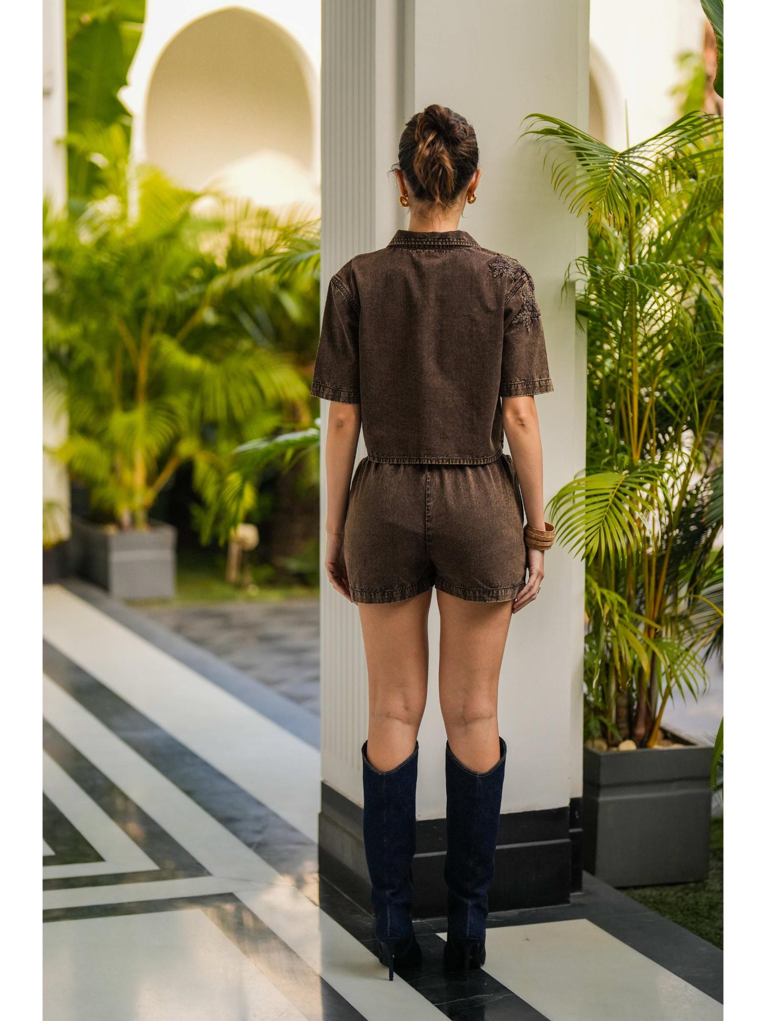 Coco Denim Shirt with Shorts