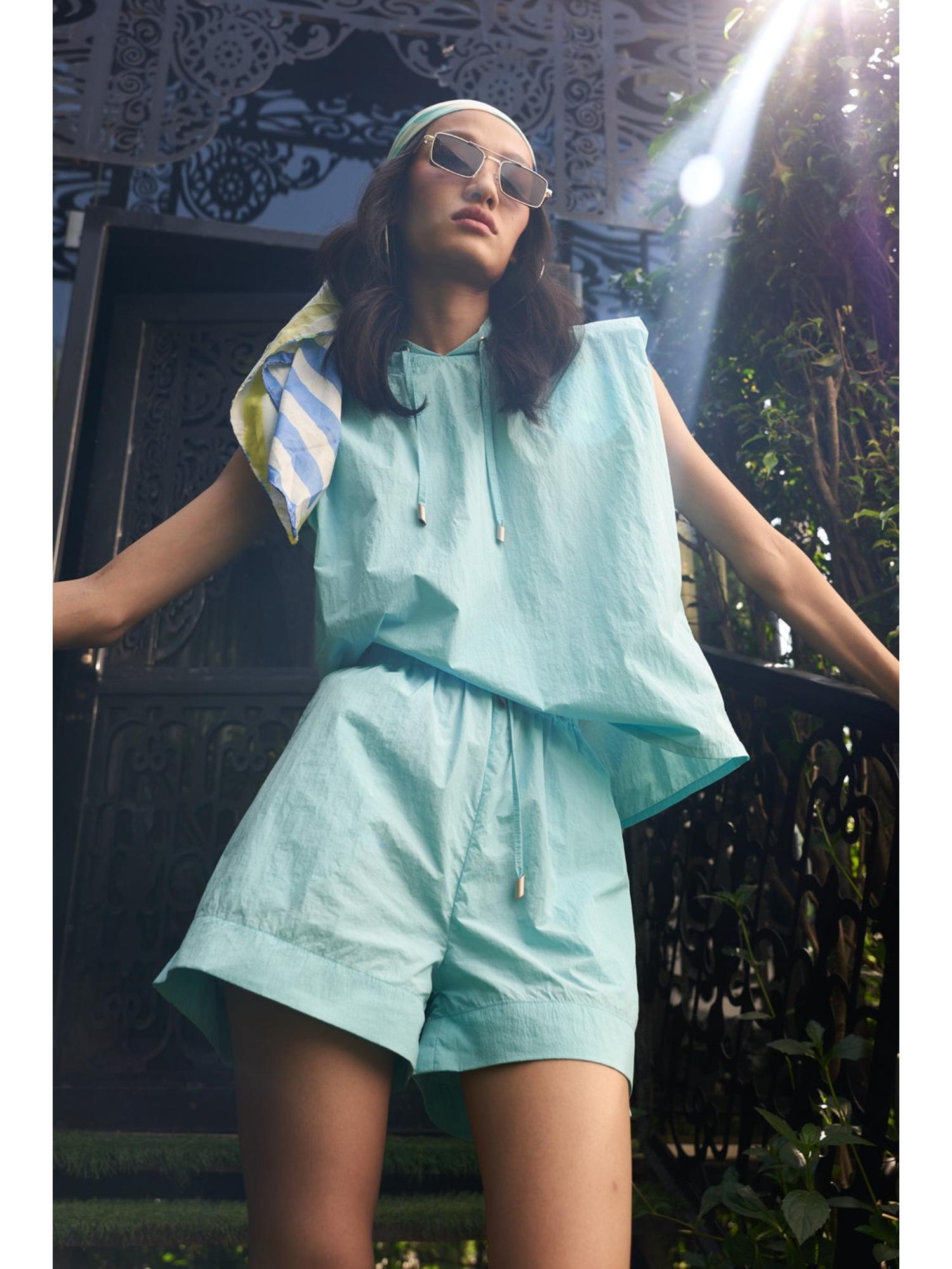 Ella Taffeta Plian Hoodie and Shorts