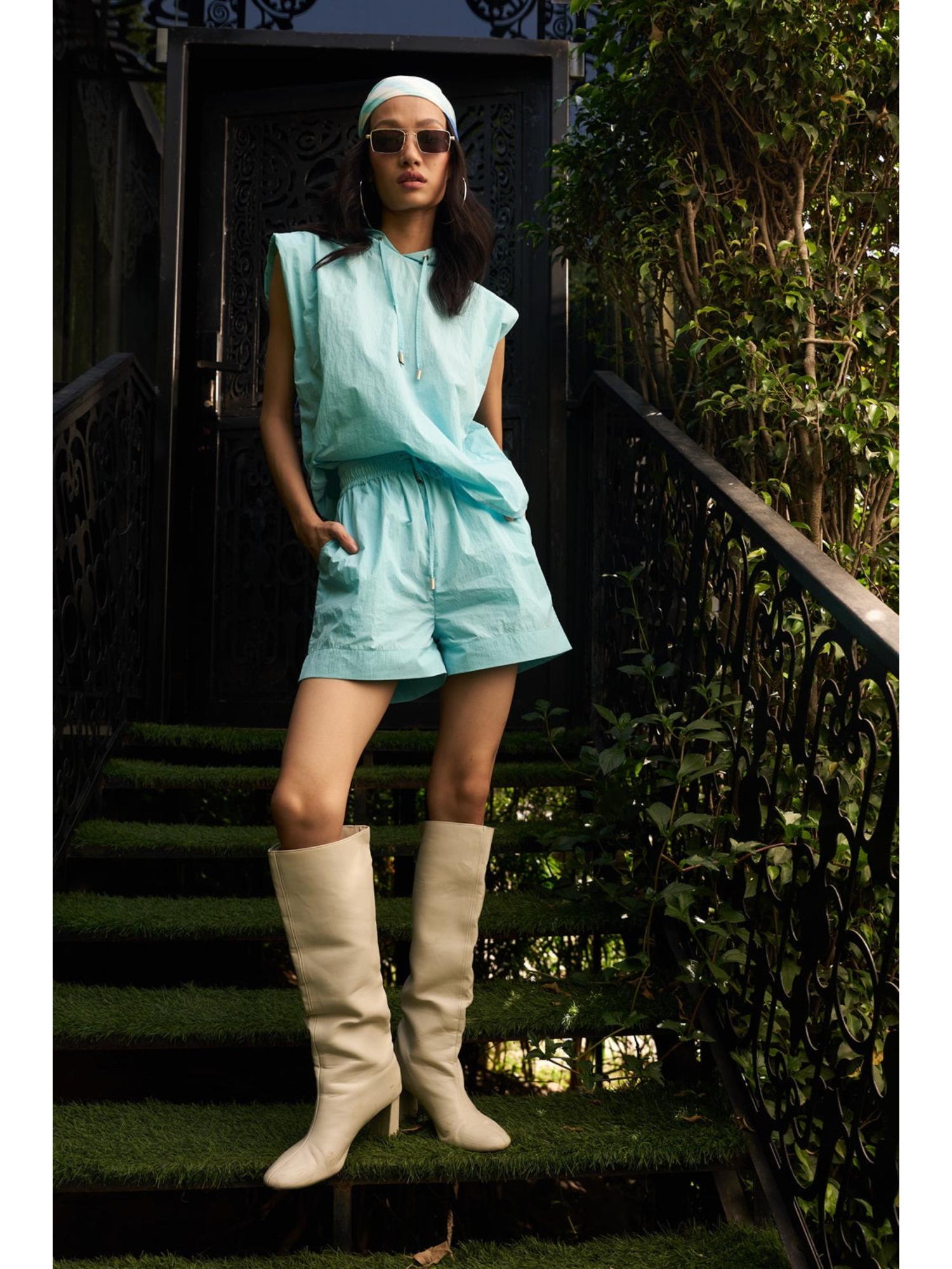 Ella Taffeta Plian Hoodie and Shorts