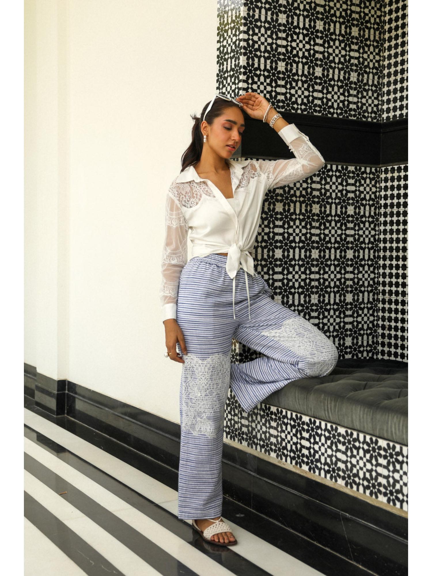 Katie Blue Satin Top with Pant