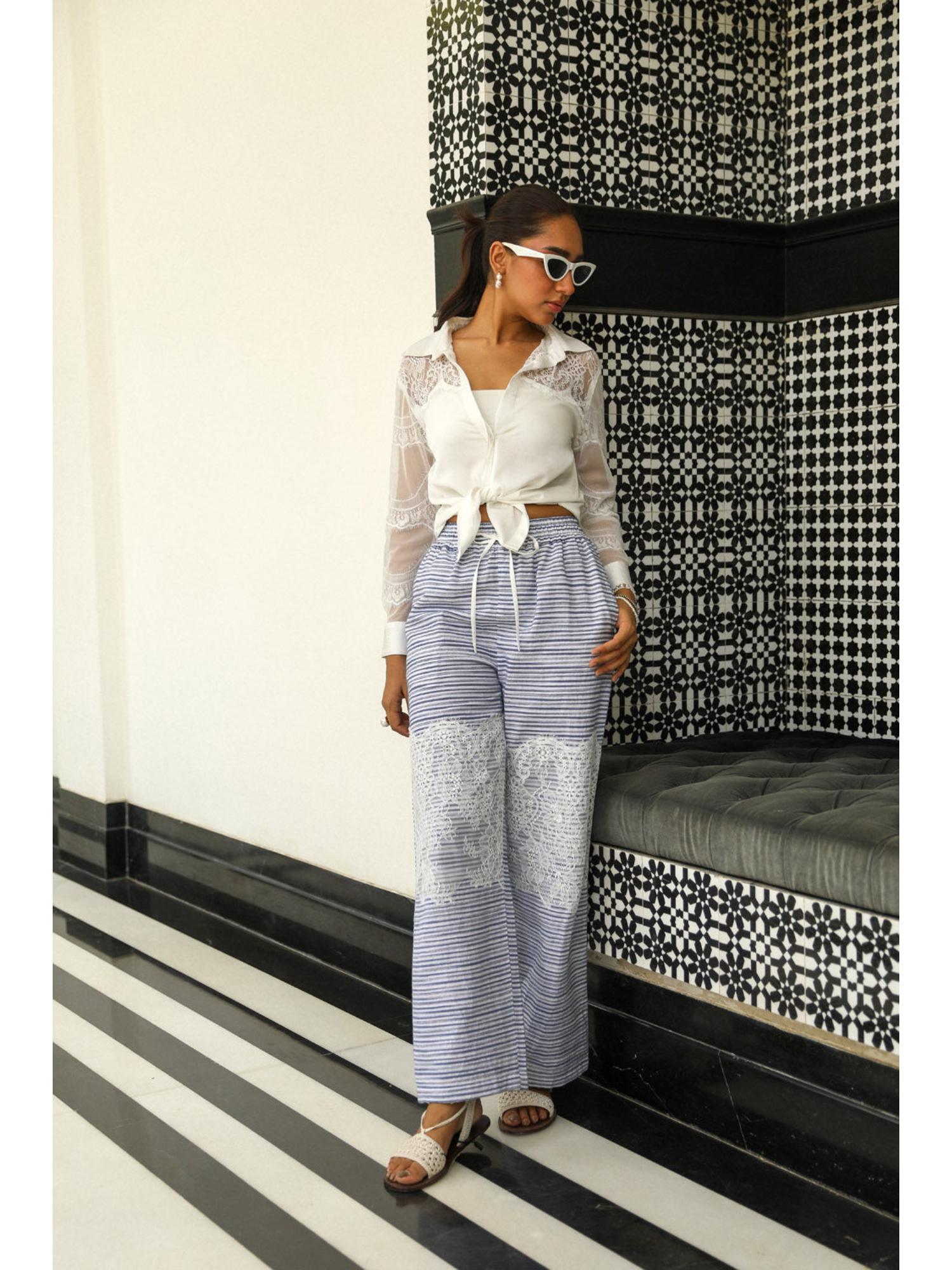 Katie Blue Satin Top with Pant
