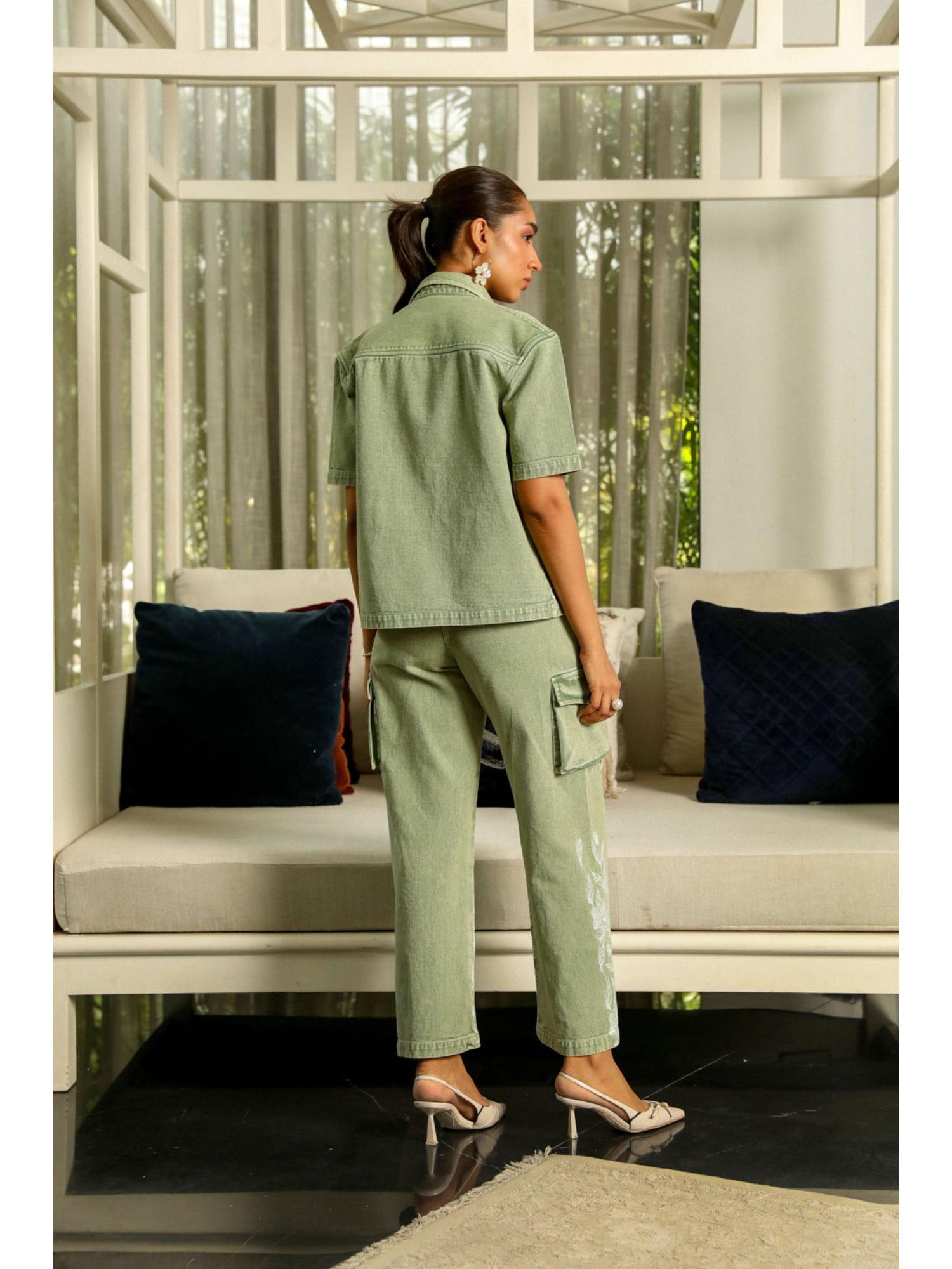 Lowis Green Denim Shirt with Pant