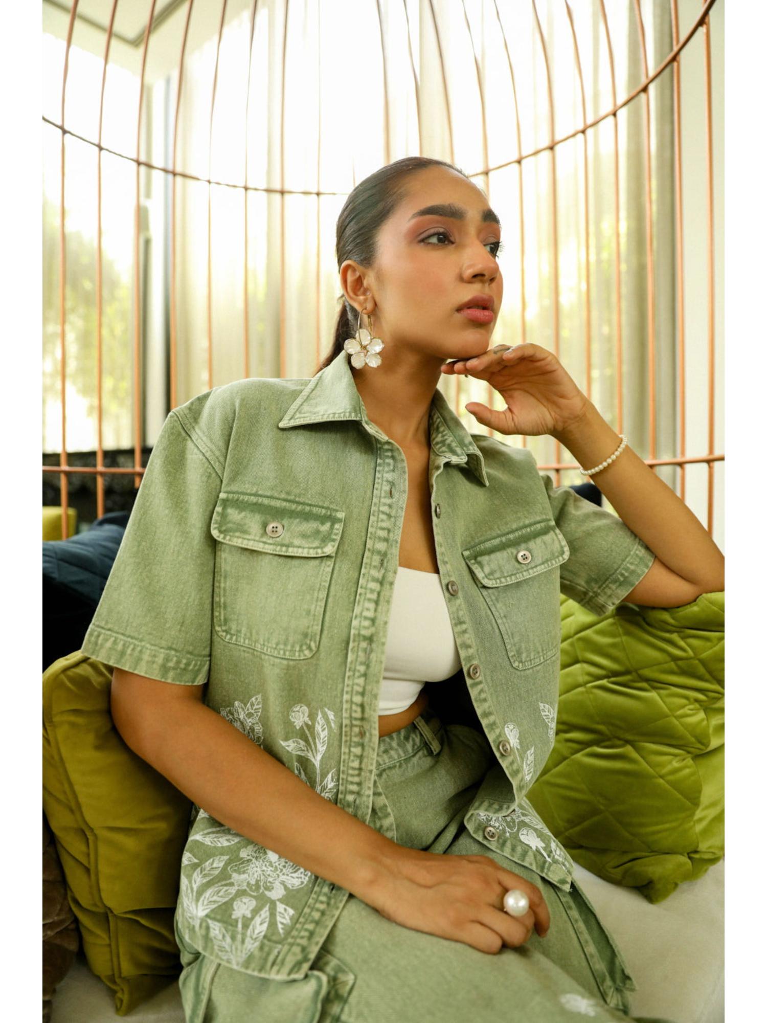 Lowis Green Denim Shirt with Pant