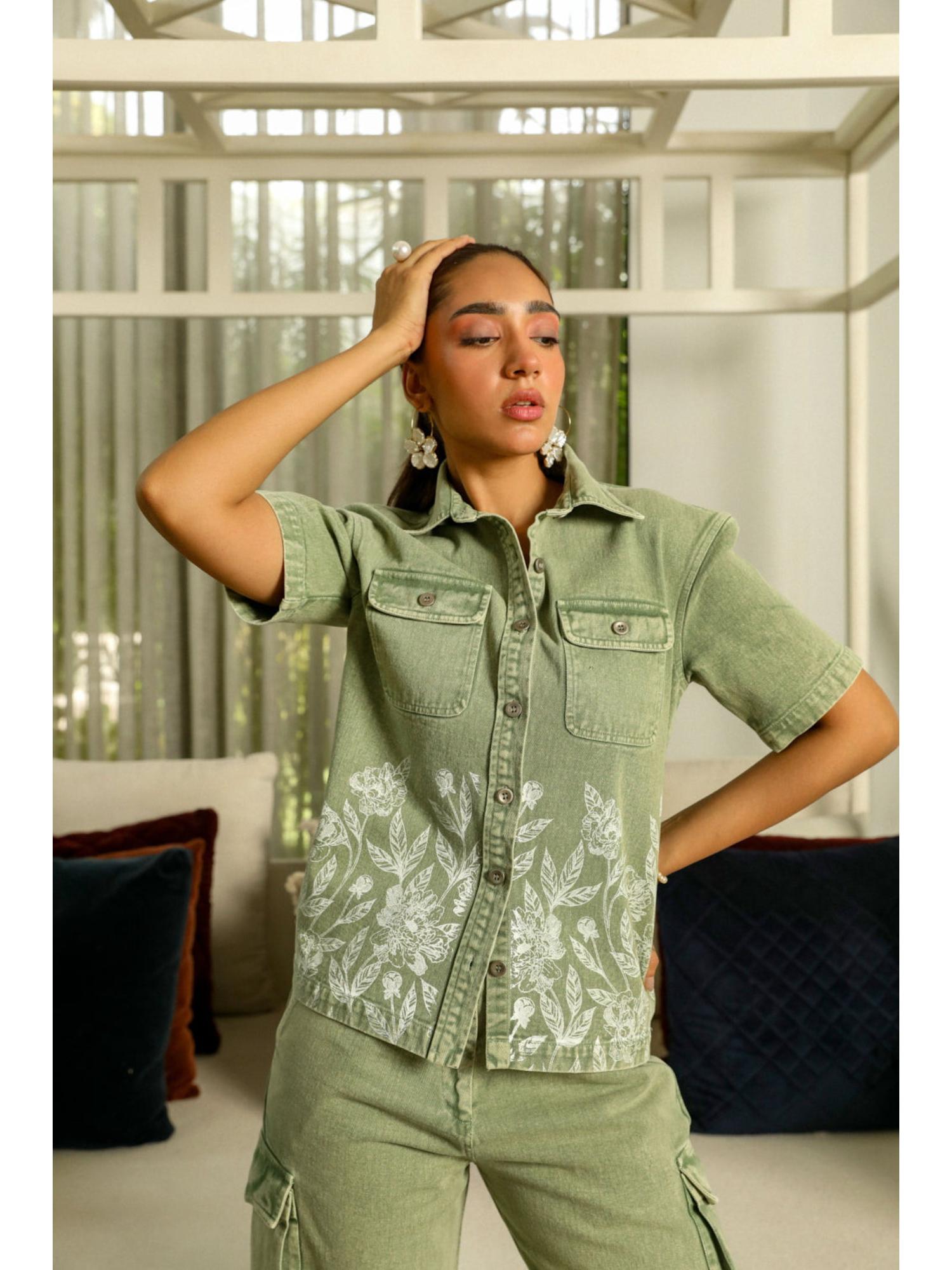 Lowis Green Denim Shirt with Pant