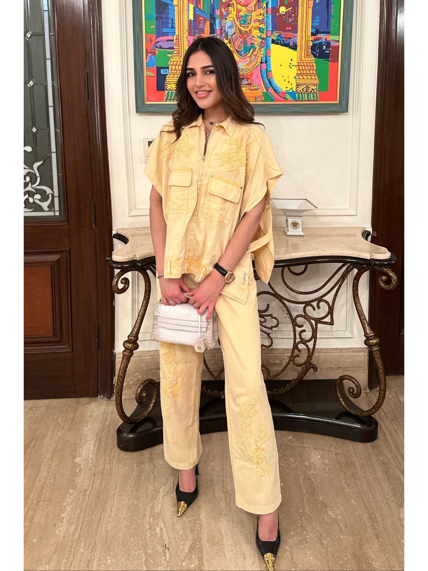 Mirela Denim Yellow Top with Pant