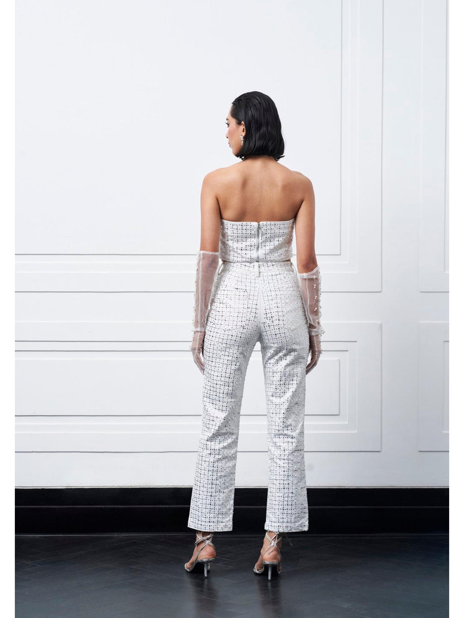 Nolia White Cotton Top with Pant