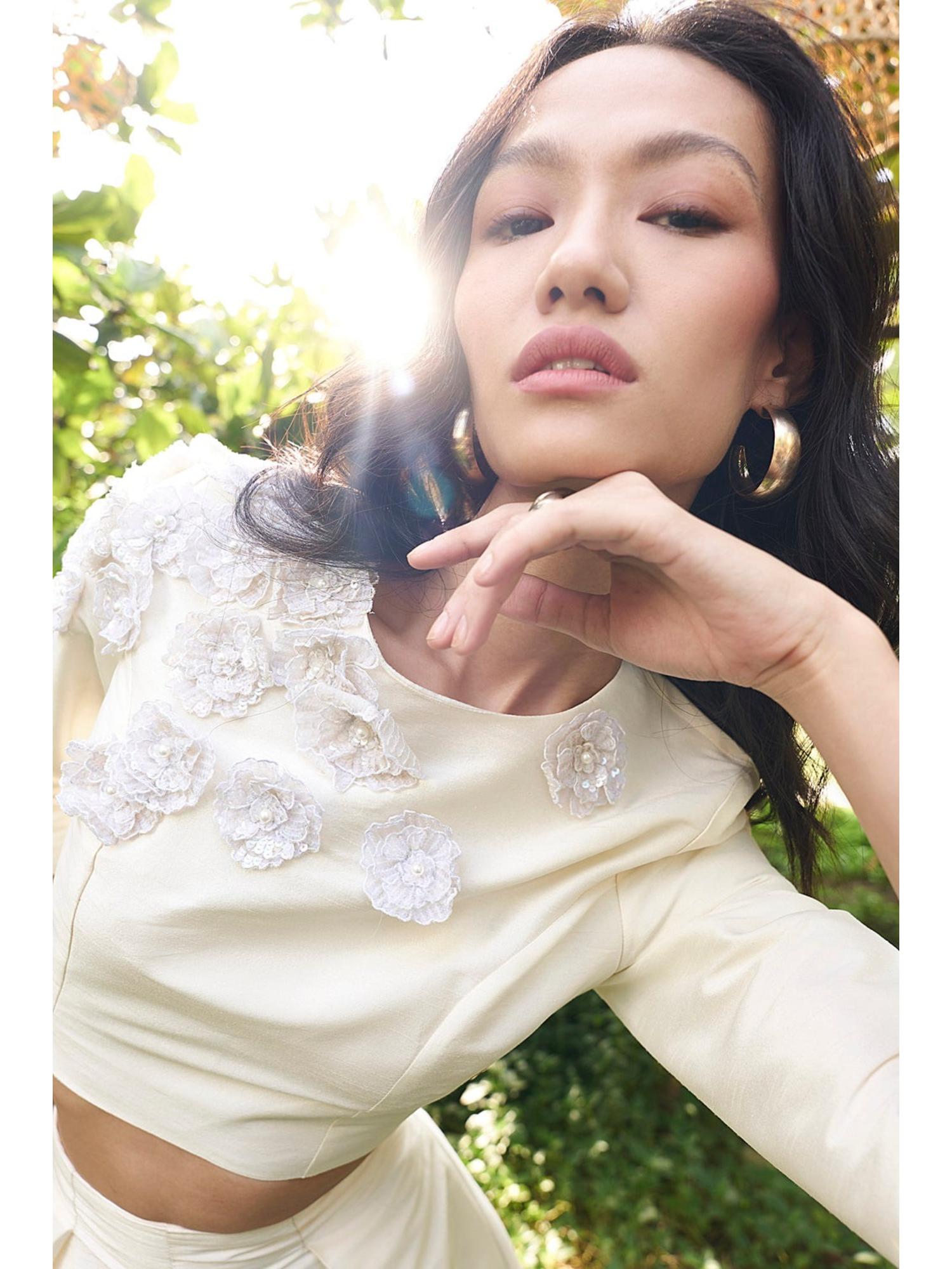 Stella Off White Floral Top with Pant