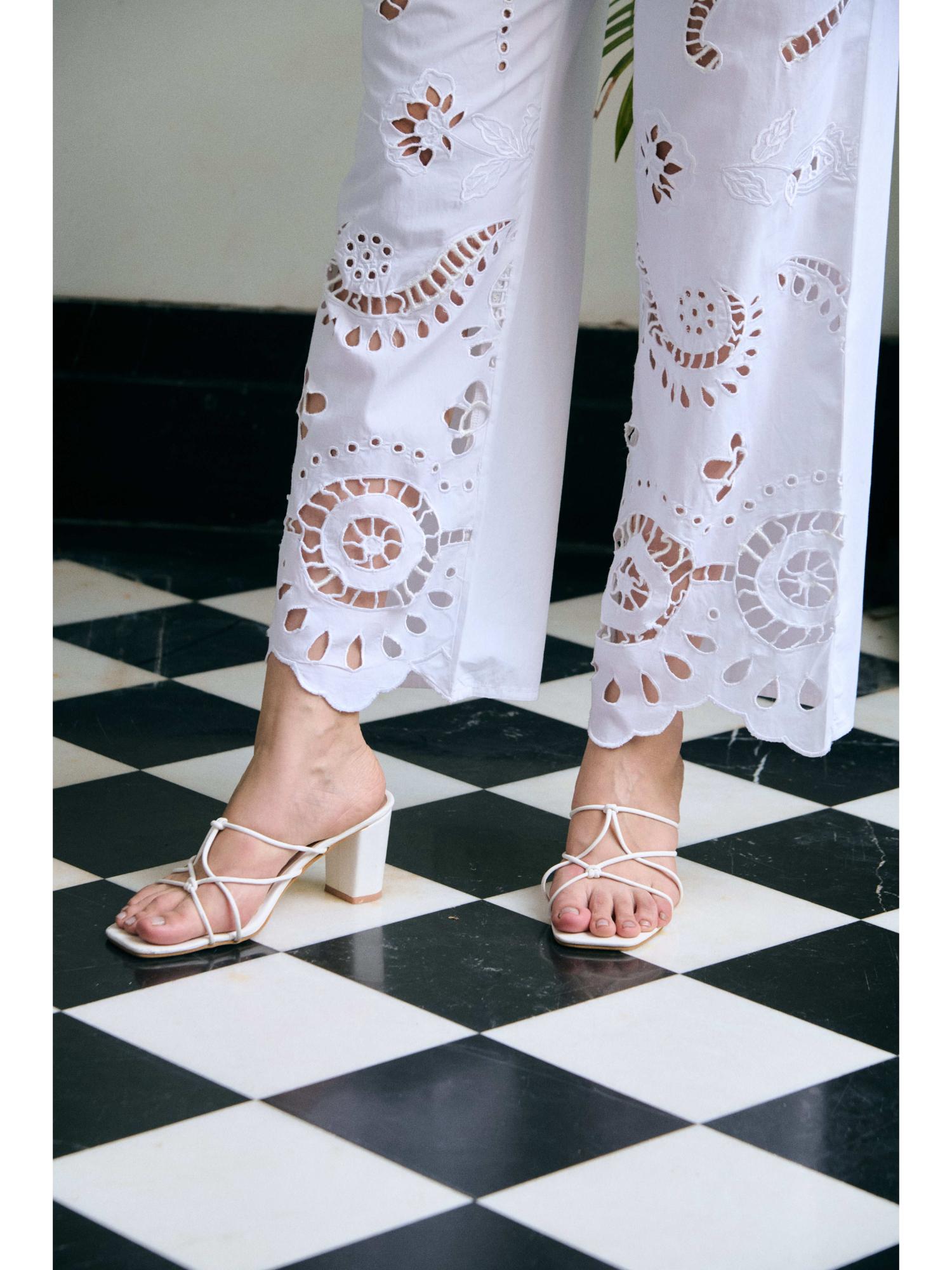 Zila White Cotton Top with Pant