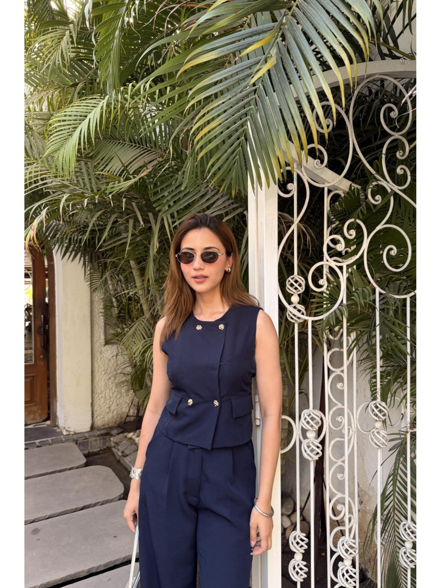 Navy Blue Signature Double Breasted Top and Pant