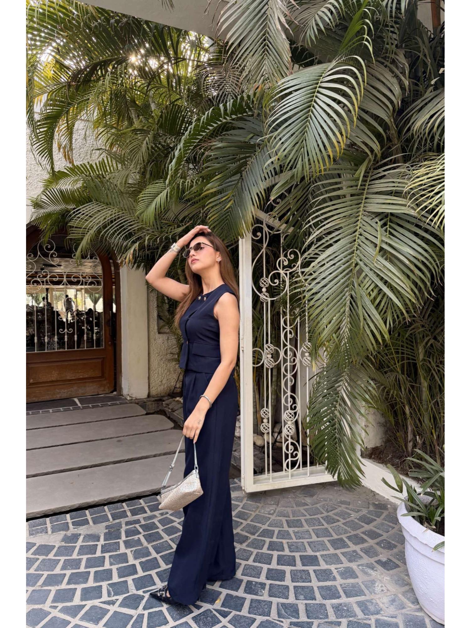 Navy Blue Signature Double Breasted Top and Pant