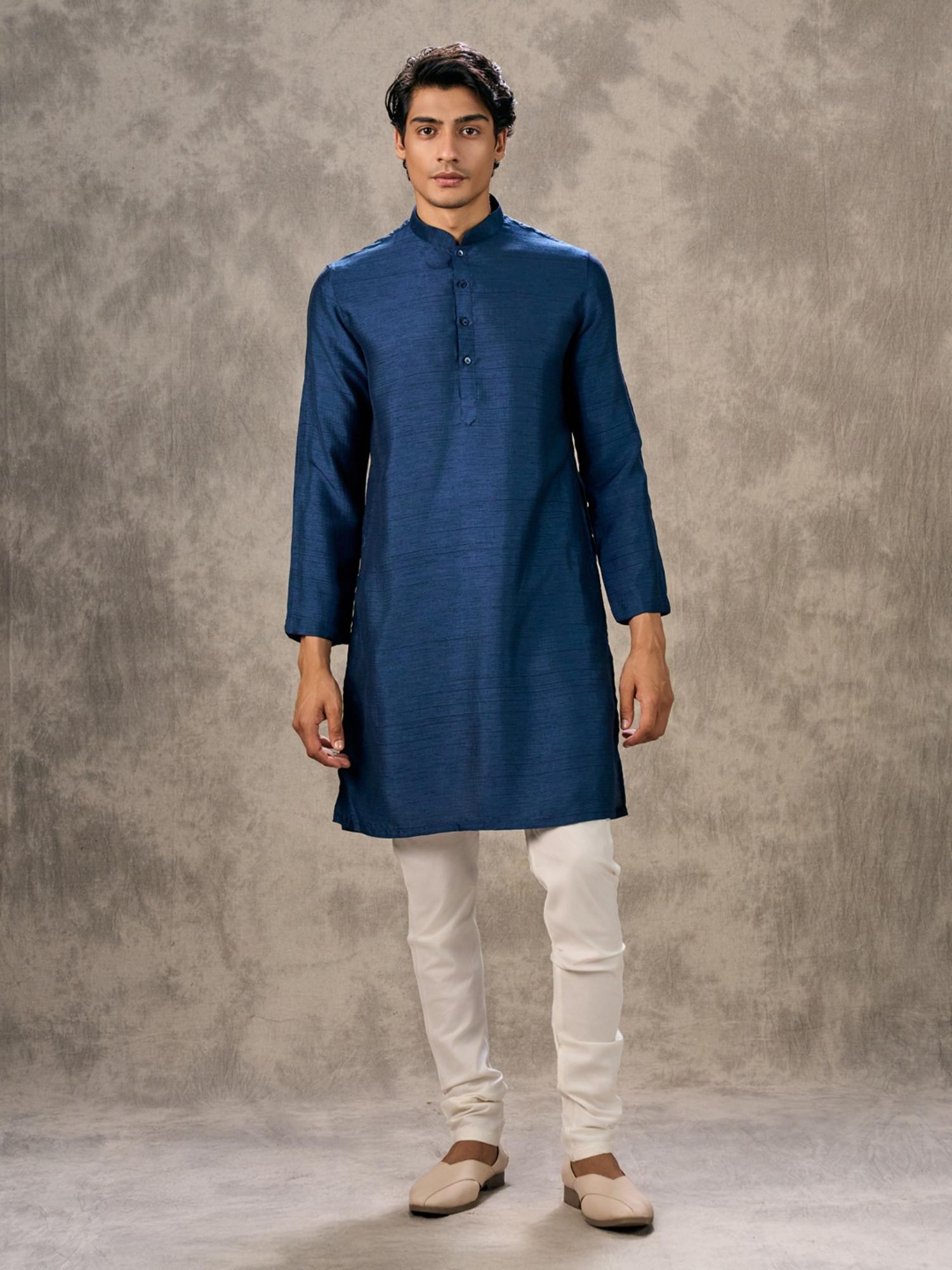 Navy Blue Splendour Kurta with Churidar and Jacket