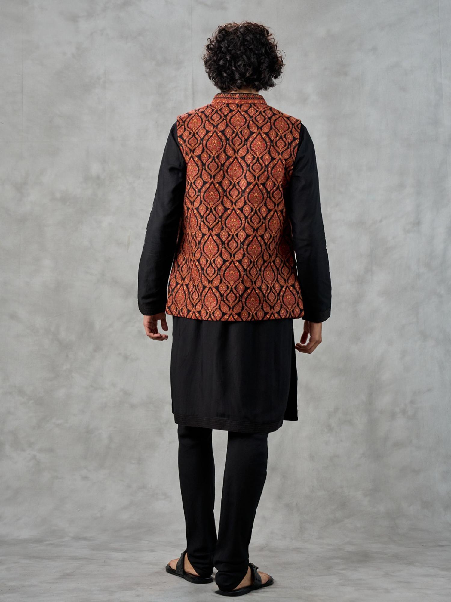 Black Elegance Kurta with Churidar and Jacket