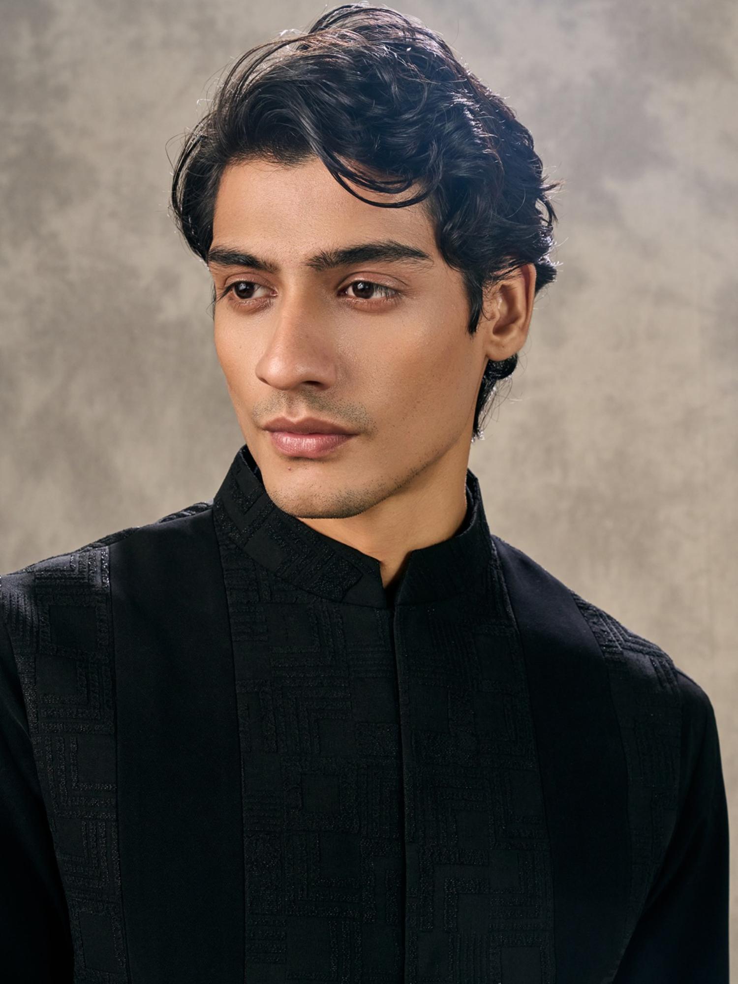 Black Kurta with Trouser and Jacket