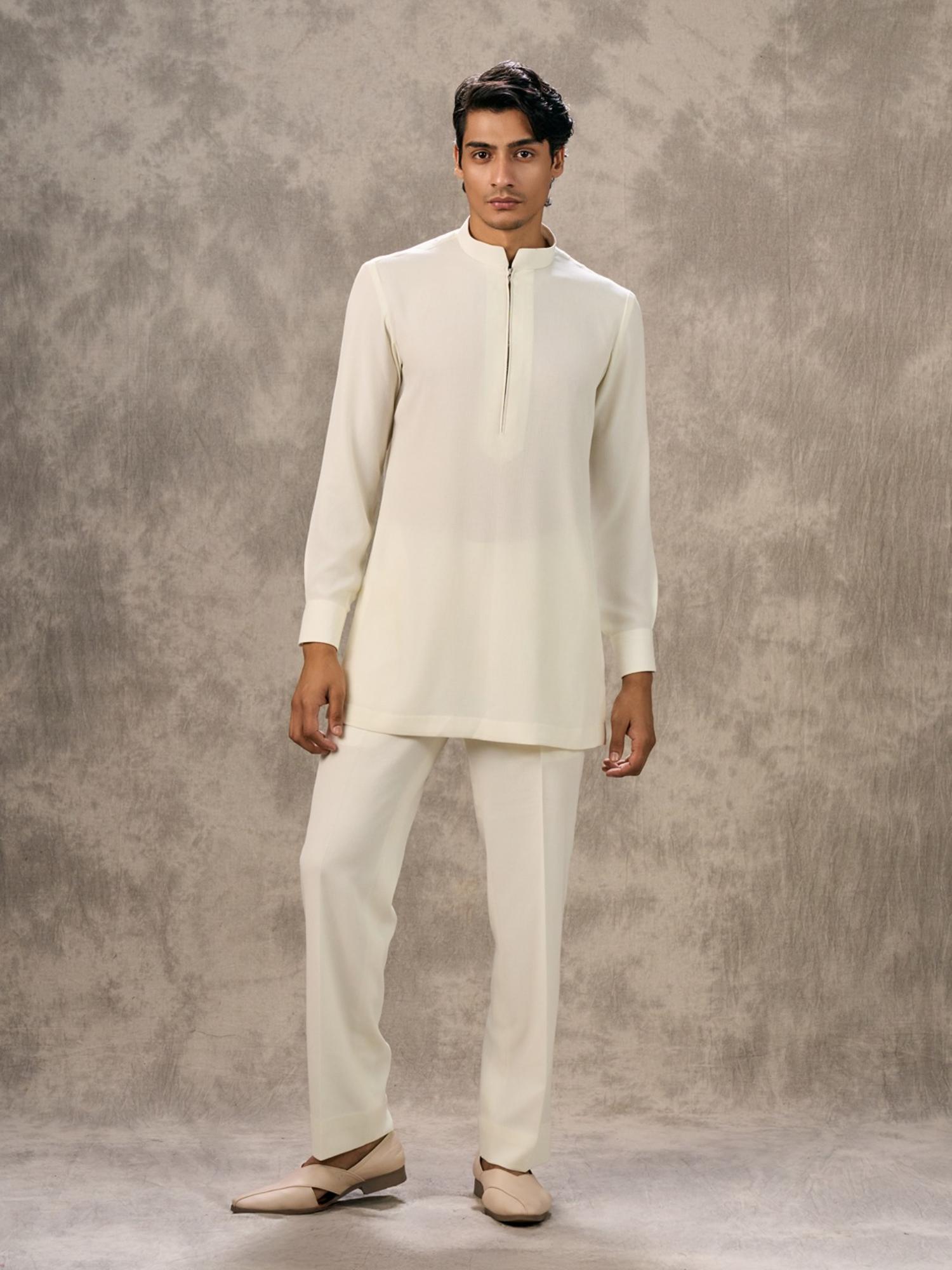 Cream Symphony Kurta with Trouser and Jacket