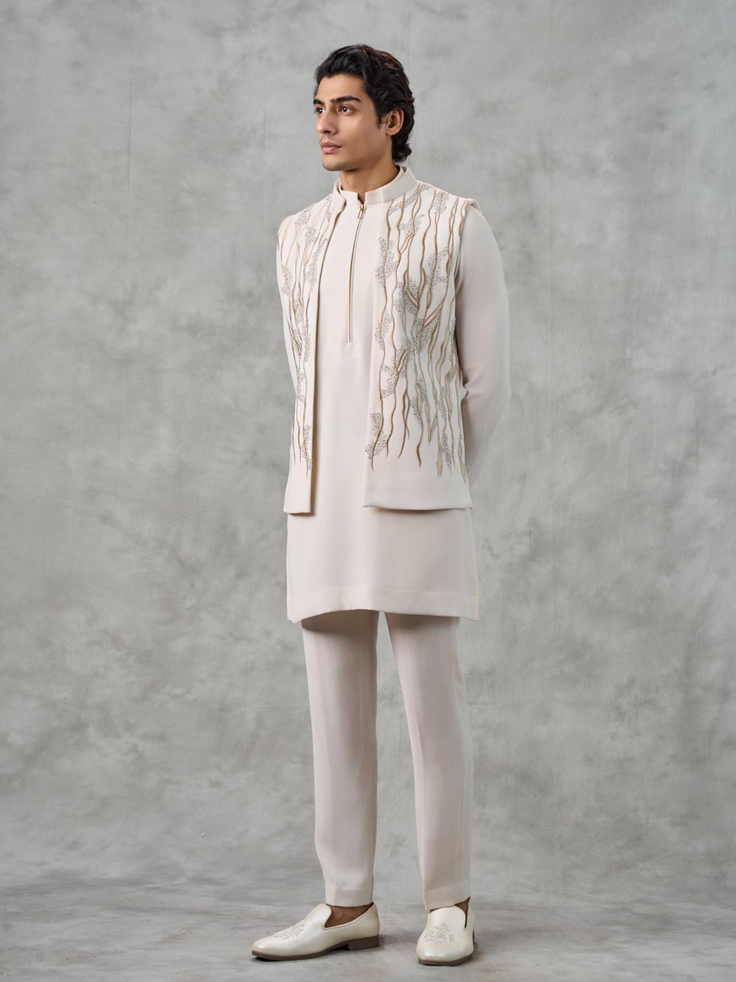 Royal Cream Kurta with Trouser and Jacket