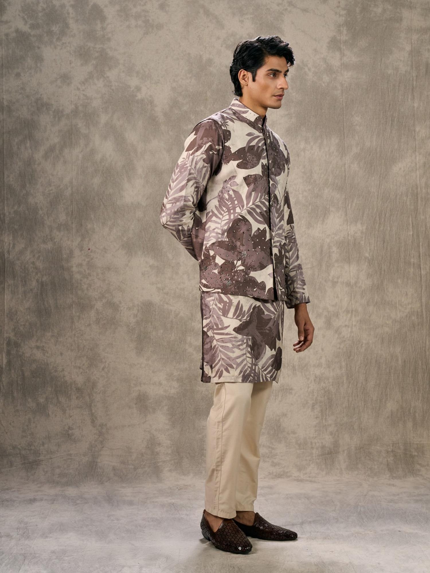 Elegant Dark Grey Kurta with Trouser and Jacket