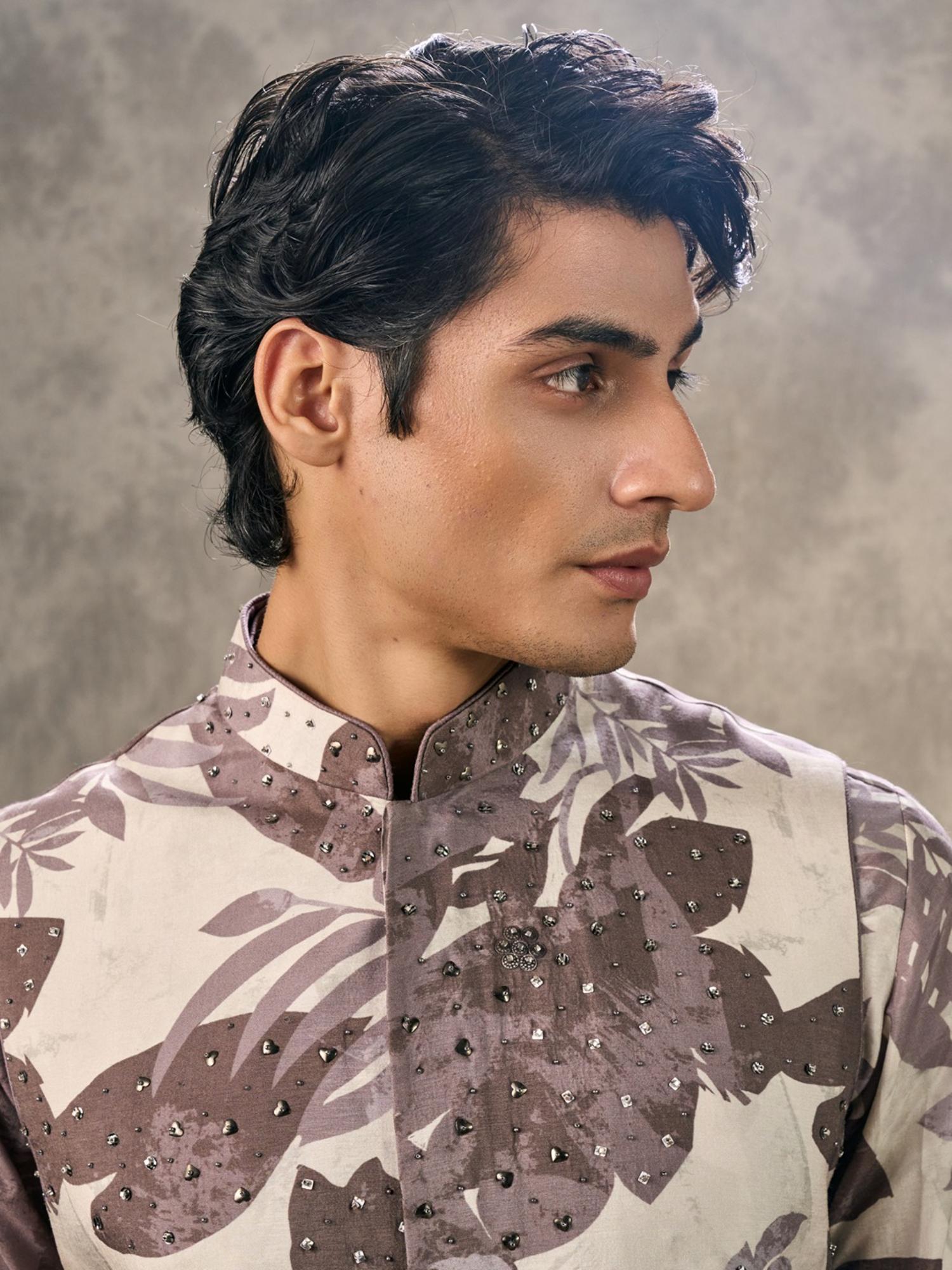 Elegant Dark Grey Kurta with Trouser and Jacket