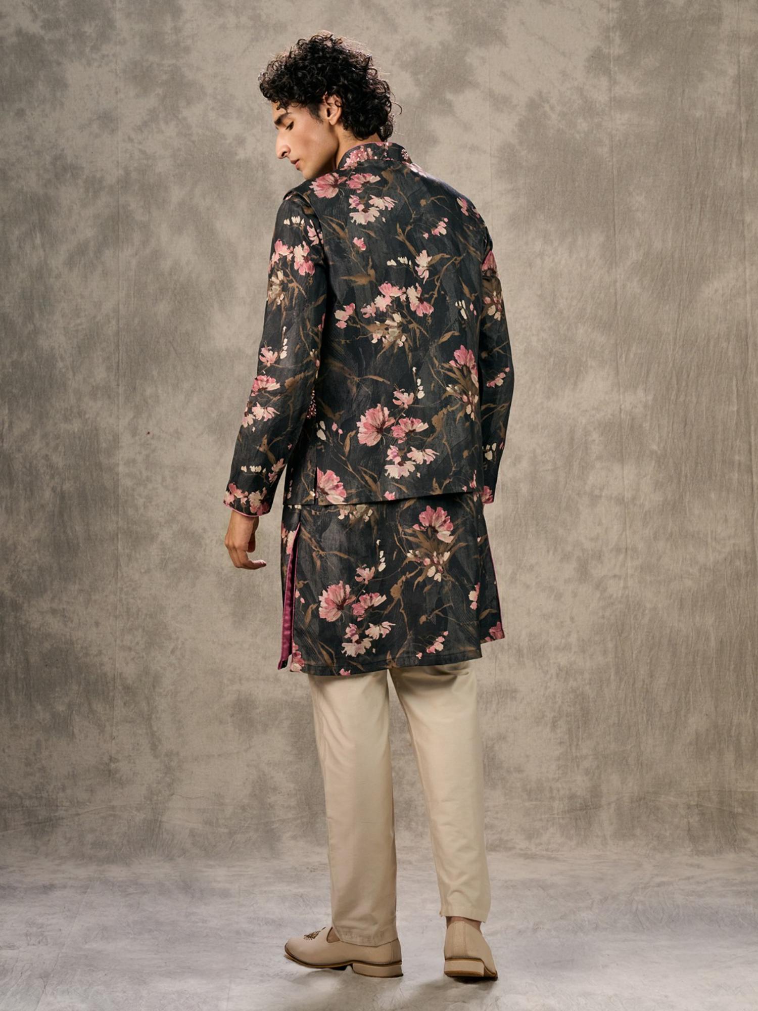 Black Elegance Kurta with Trouser and Jacket
