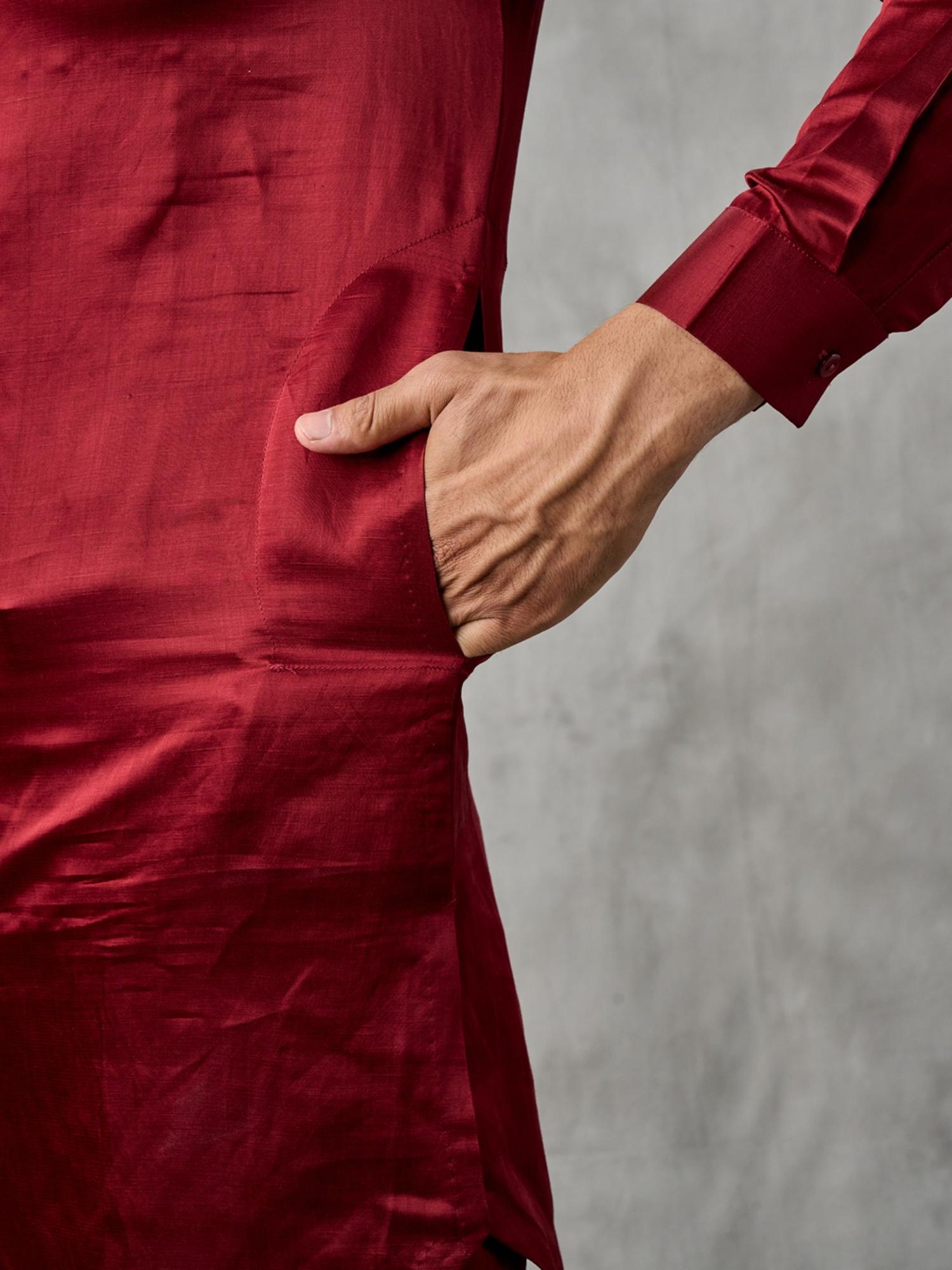 Maroon Majesty Kurta with Pant and Jacket