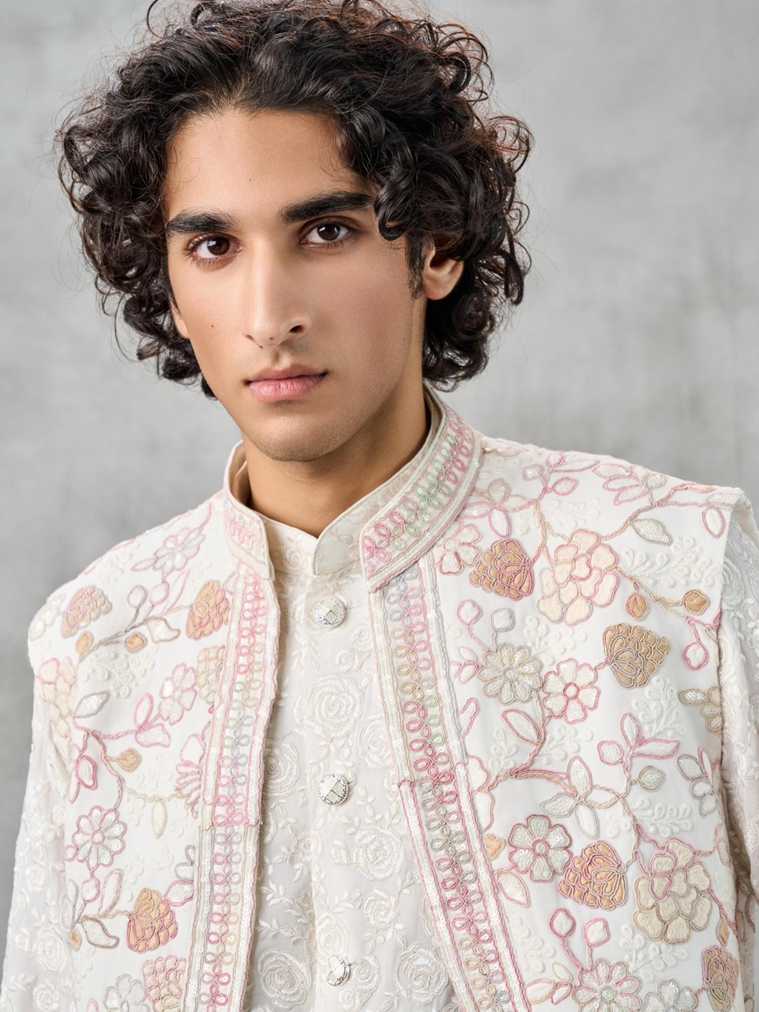 Regal White Kurta Jacket Ensemble