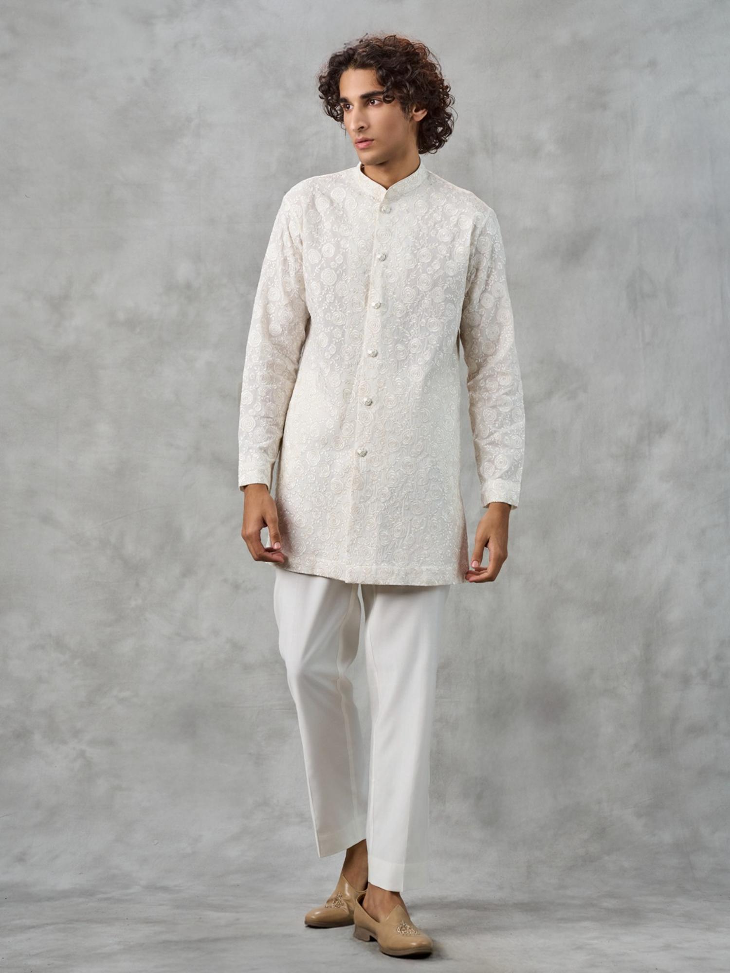 Regal White Kurta Jacket Ensemble