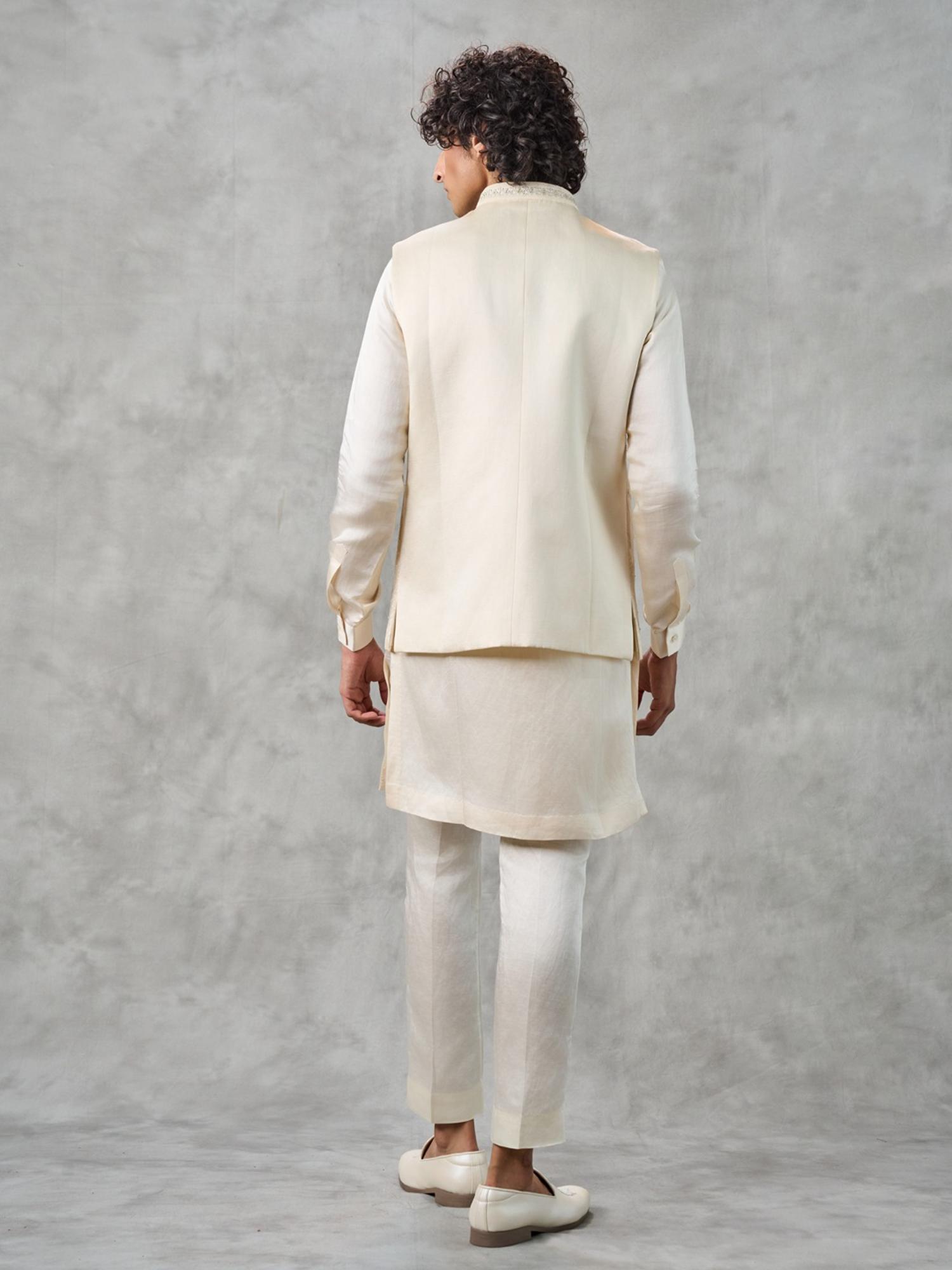 Cream Glory Kurta with Trouser and Jacket
