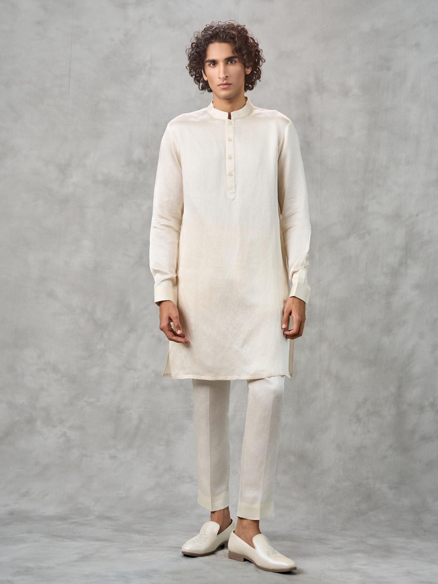 Cream Opulence Kurta with Trouser and Jacket