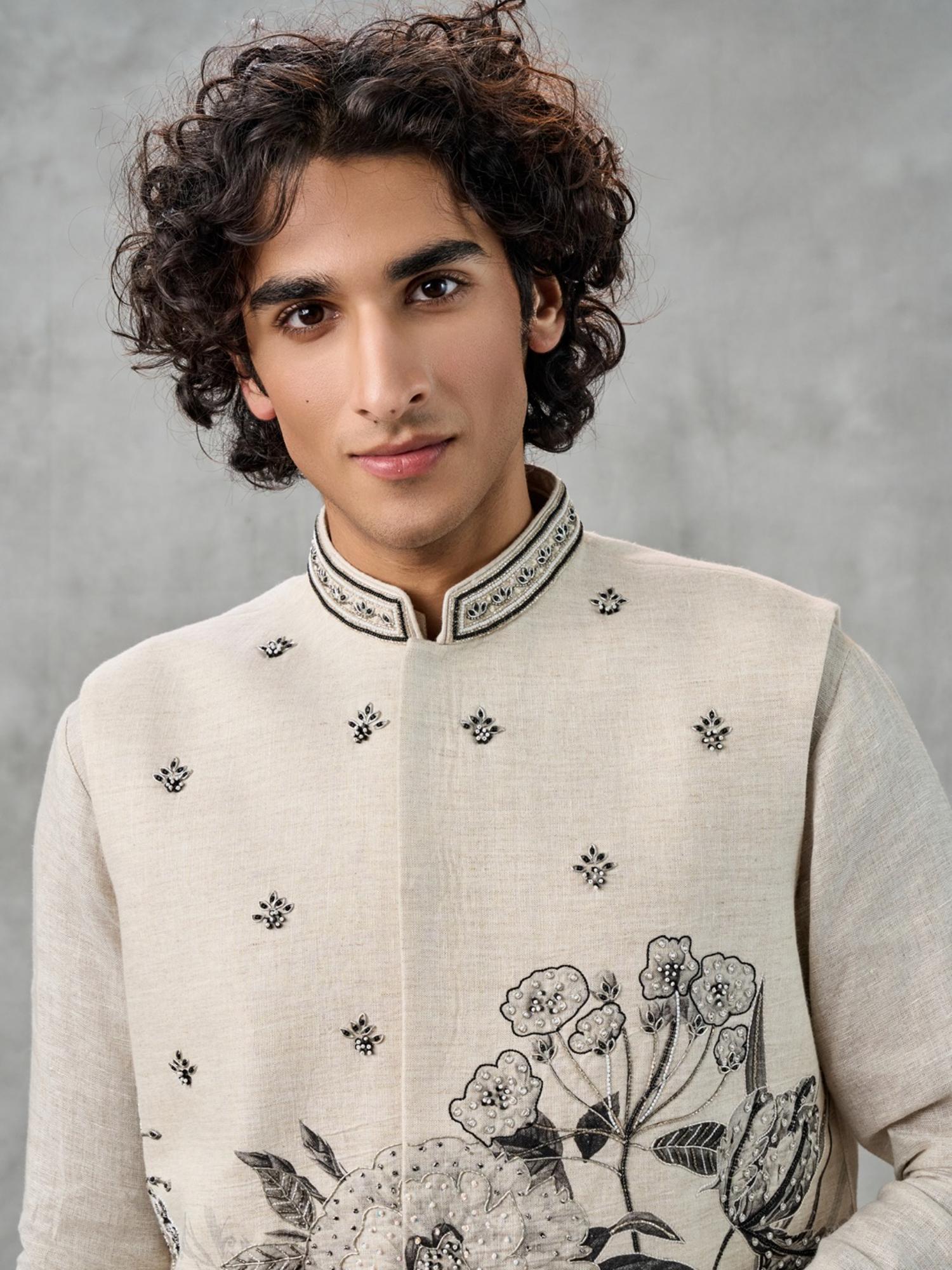 Radiant Cream Kurta with Trouser and Jacket