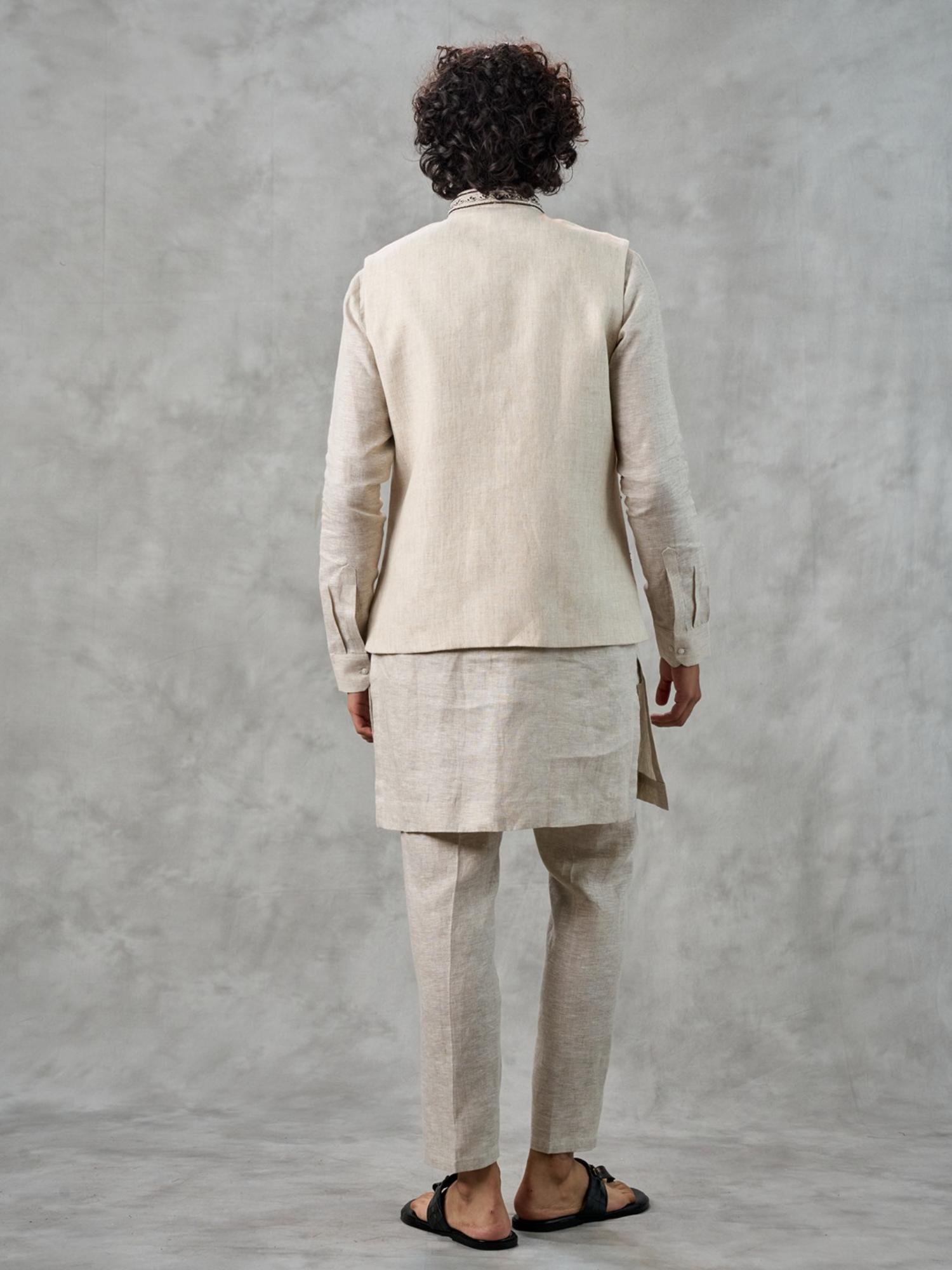 Radiant Cream Kurta with Trouser and Jacket