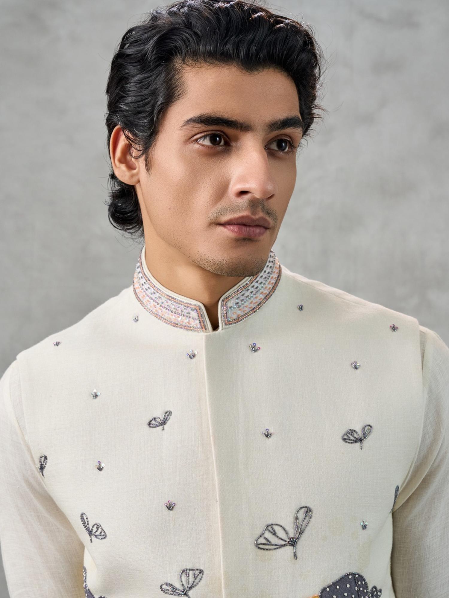 Off White Elegance Kurta with Trouser and Jacket