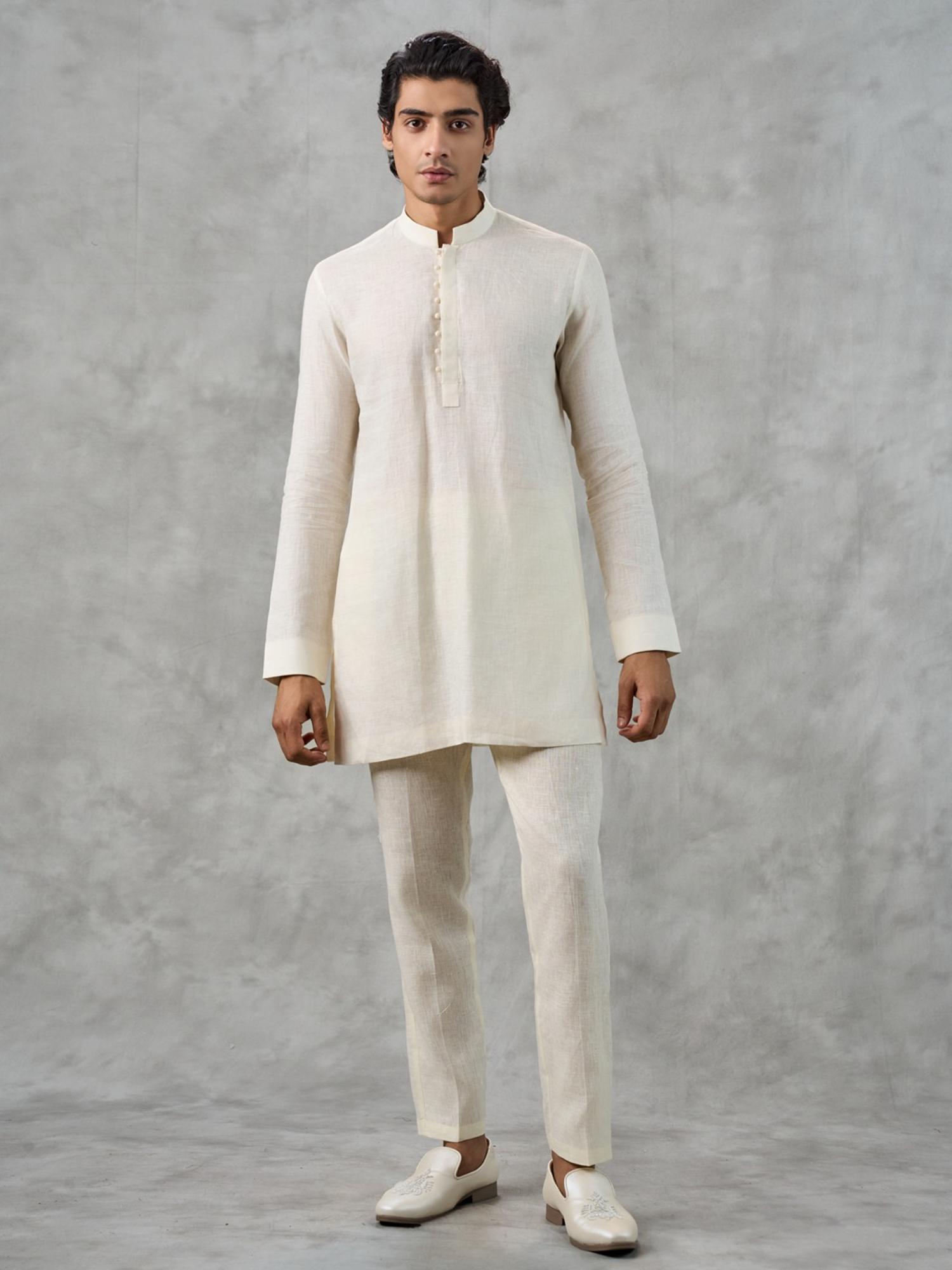 Off White Elegance Kurta with Trouser and Jacket