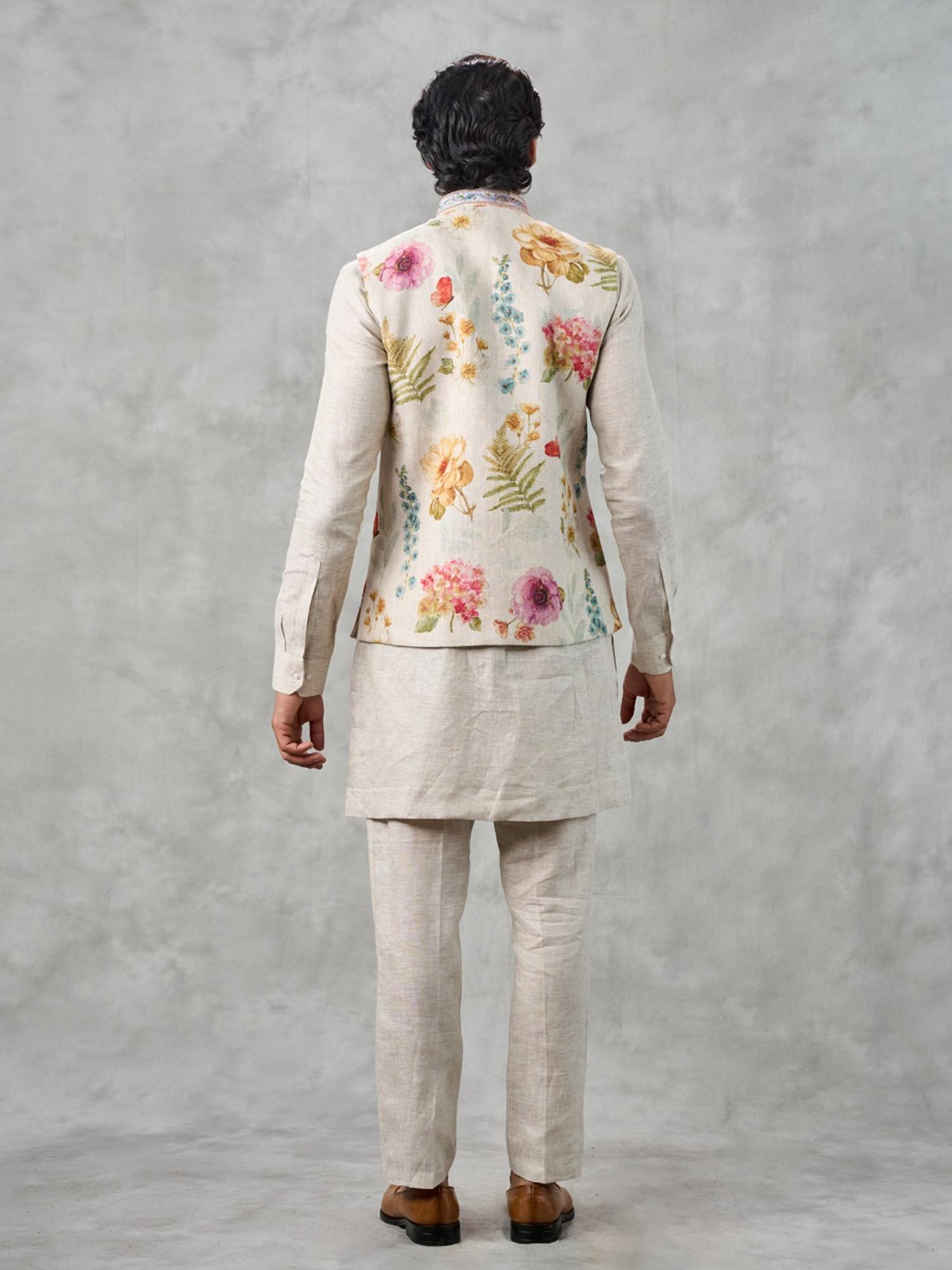 Beige Elegance Kurta with Trouser and Jacket