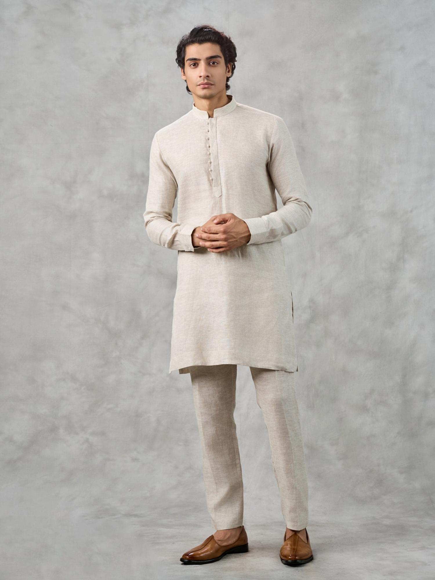 Beige Elegance Kurta with Trouser and Jacket