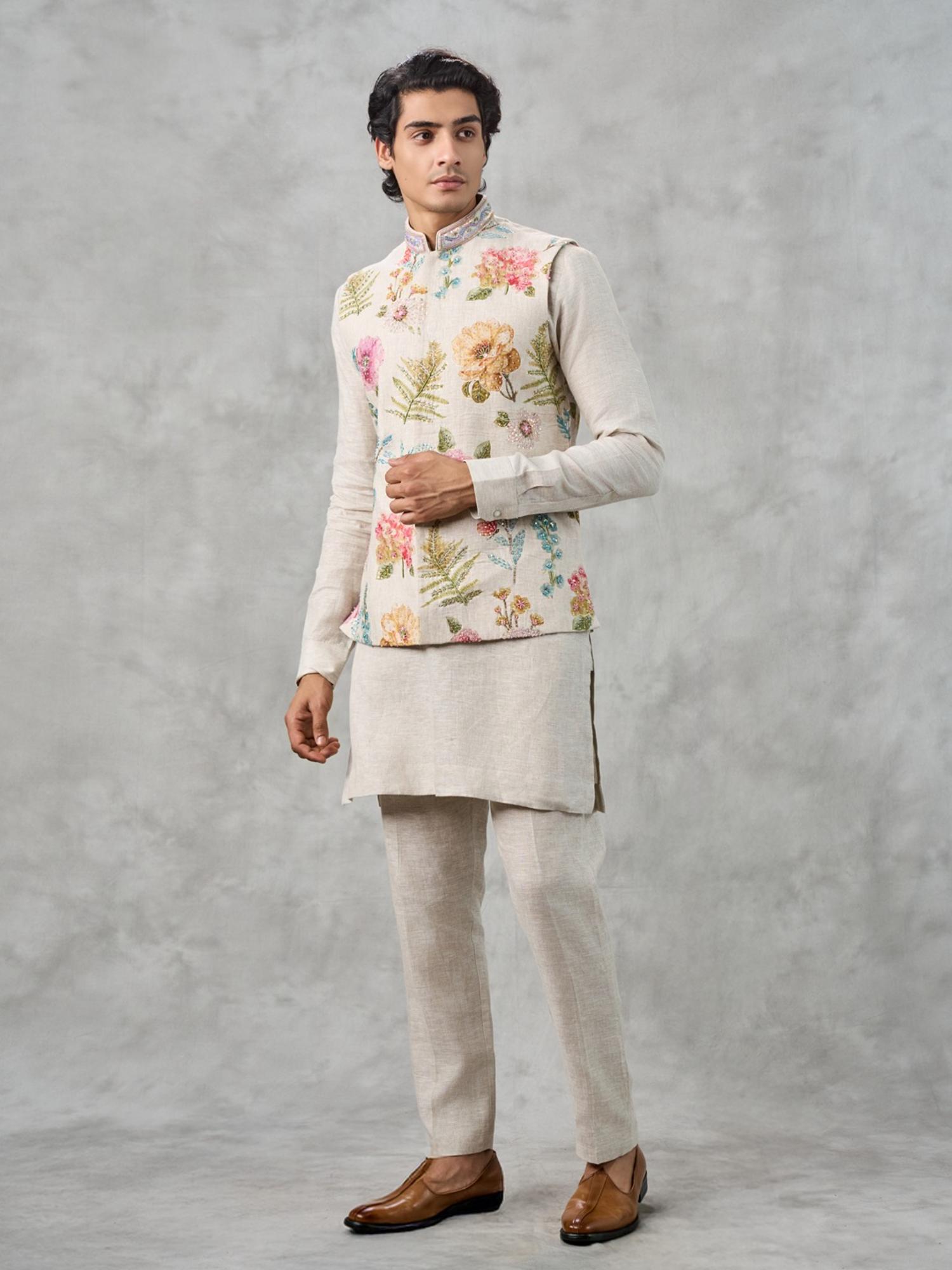 Beige Elegance Kurta with Trouser and Jacket